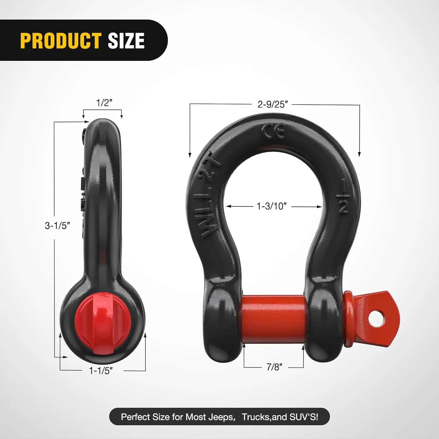 1/2 Inch D-Ring Shackle (Pair)
