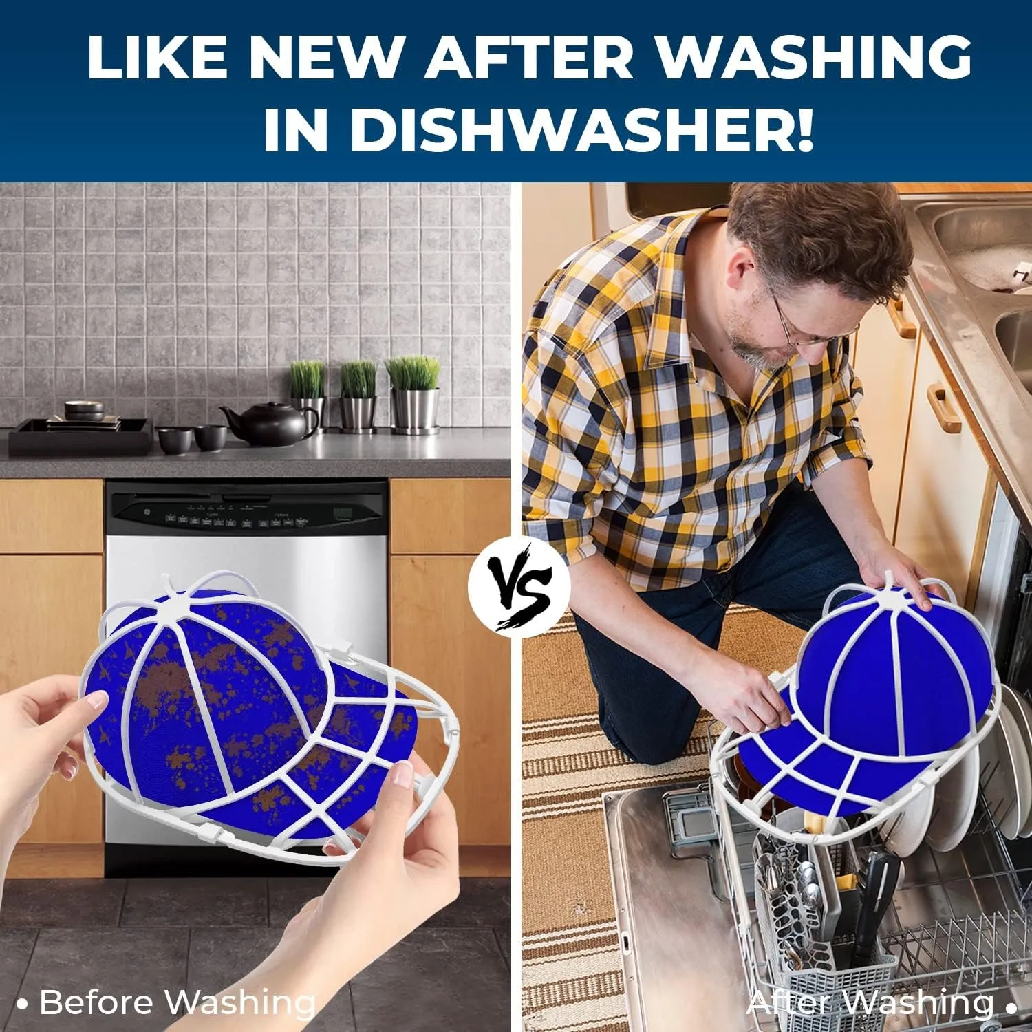 2 Pack Hat Washer for Washing Machine, Cap Washing Protector Holder Fit for Adult and Kid's Ball Caps