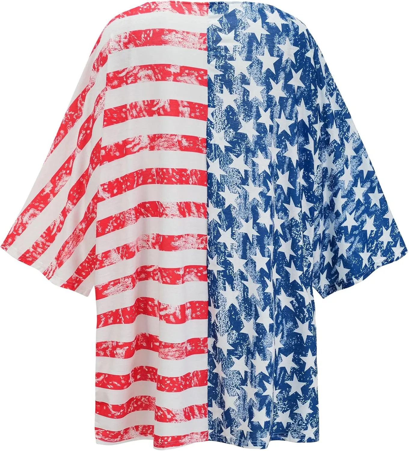 4th of July Women's American Flag Print Kimono Cover Up Cardigan with Accessories