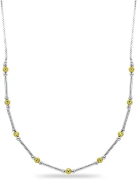 B. BRILLIANT Chains for Women Sterling Silver Polished Bar Diamond-Cut Beads Adjustable Bolo Chain Necklace