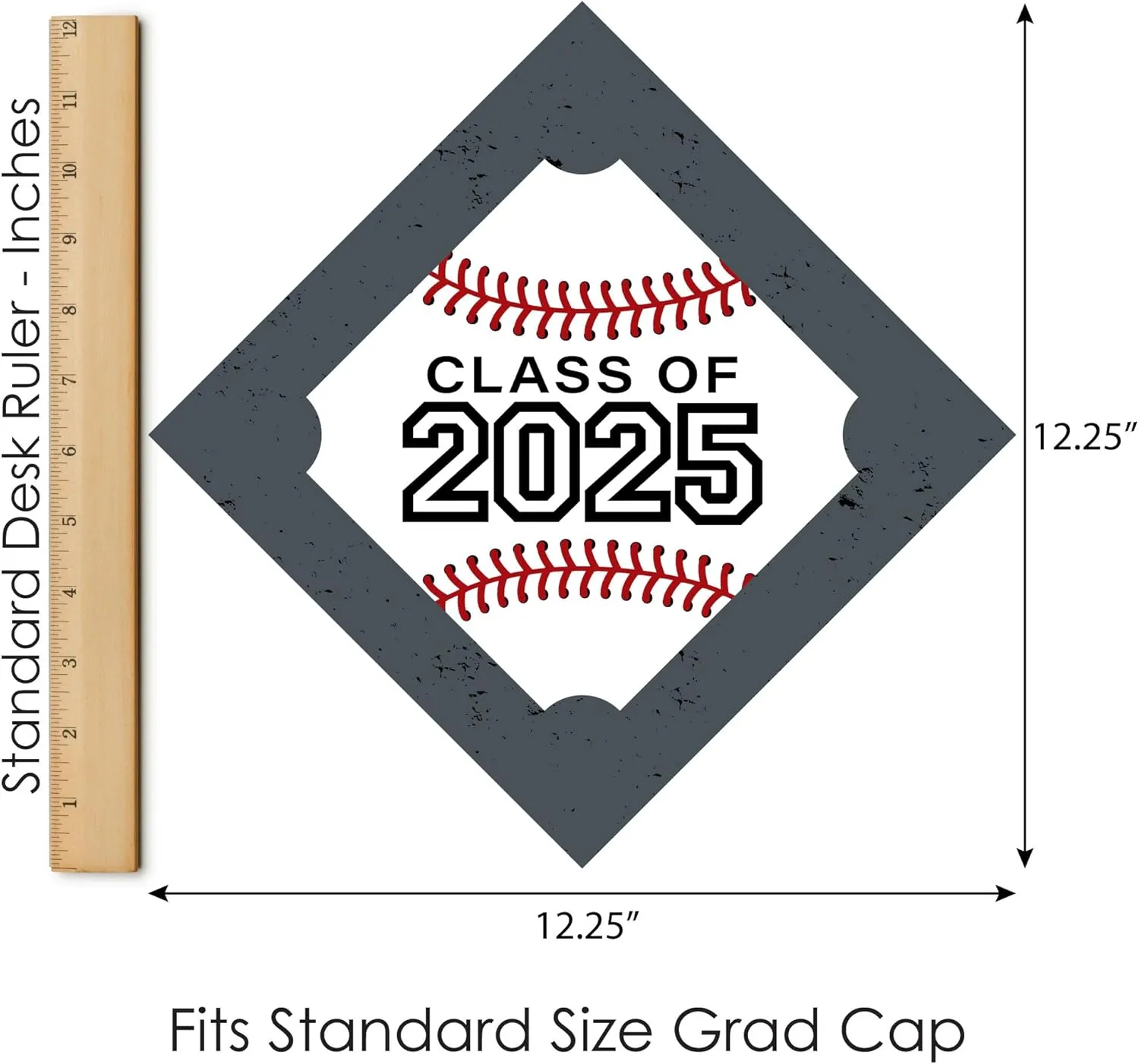 Big Dot of Happiness Grad Baseball - 2025 Graduation Cap Decorations Kit - Grad Cap Cover