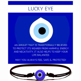 Black String Evil Eye Bracelet ?C Adjustable Wax Nylon Cord Talisman | Handmade Protection Amulet with Blue Turkish Glass Bead for Men, Women & Teens