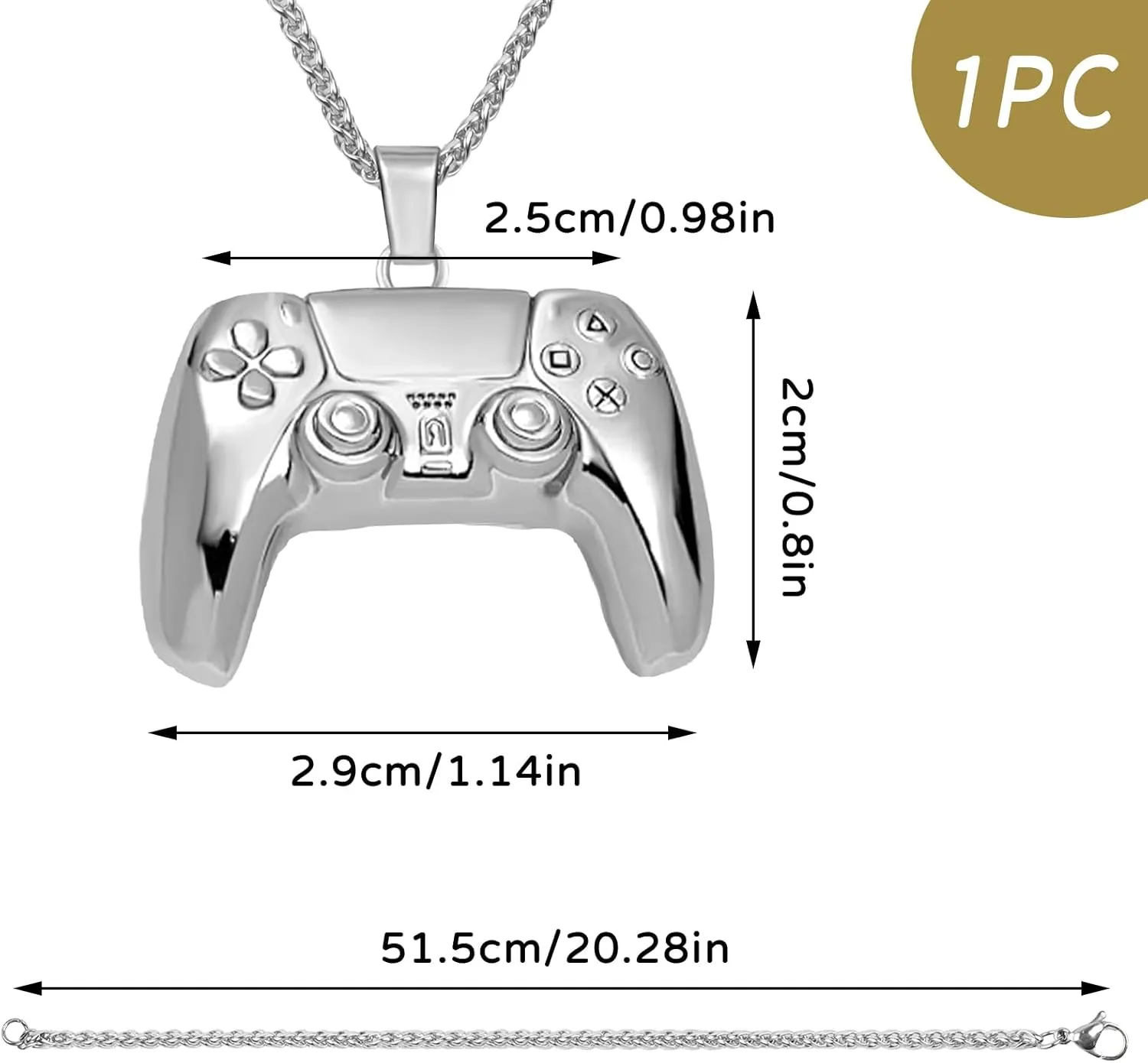 BLMHTWO Silver Iced Out Game Controller Pendant, Cool Style Punk Hip Hop Chain Necklace Game Console Necklace for Men, Women Friends