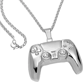 BLMHTWO Silver Iced Out Game Controller Pendant, Cool Style Punk Hip Hop Chain Necklace Game Console Necklace for Men, Women Friends