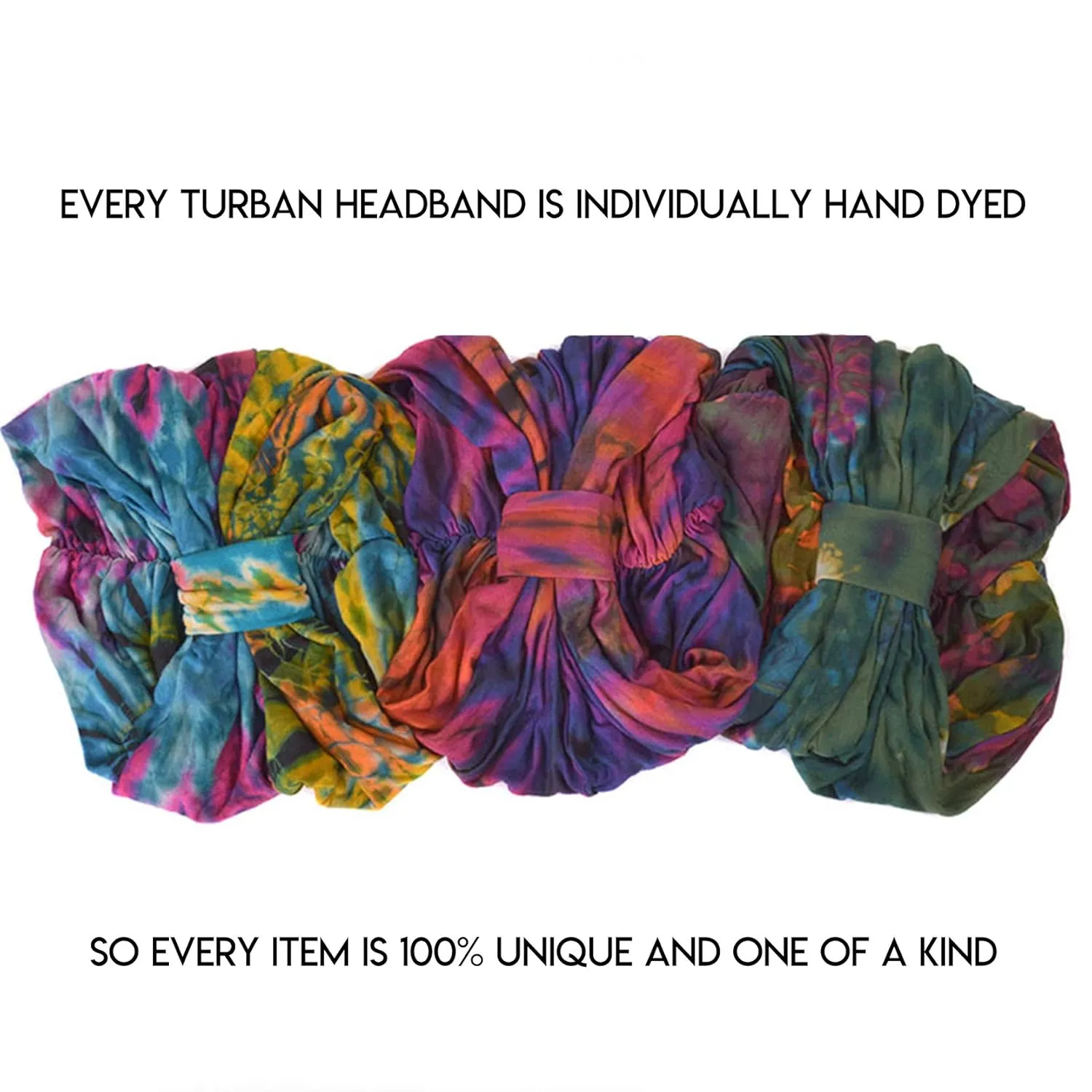 Casualbox Tie-Dye Headband Hippie Bandana Head Wrap Cover Retro Flower 60's 70's B,Free Size