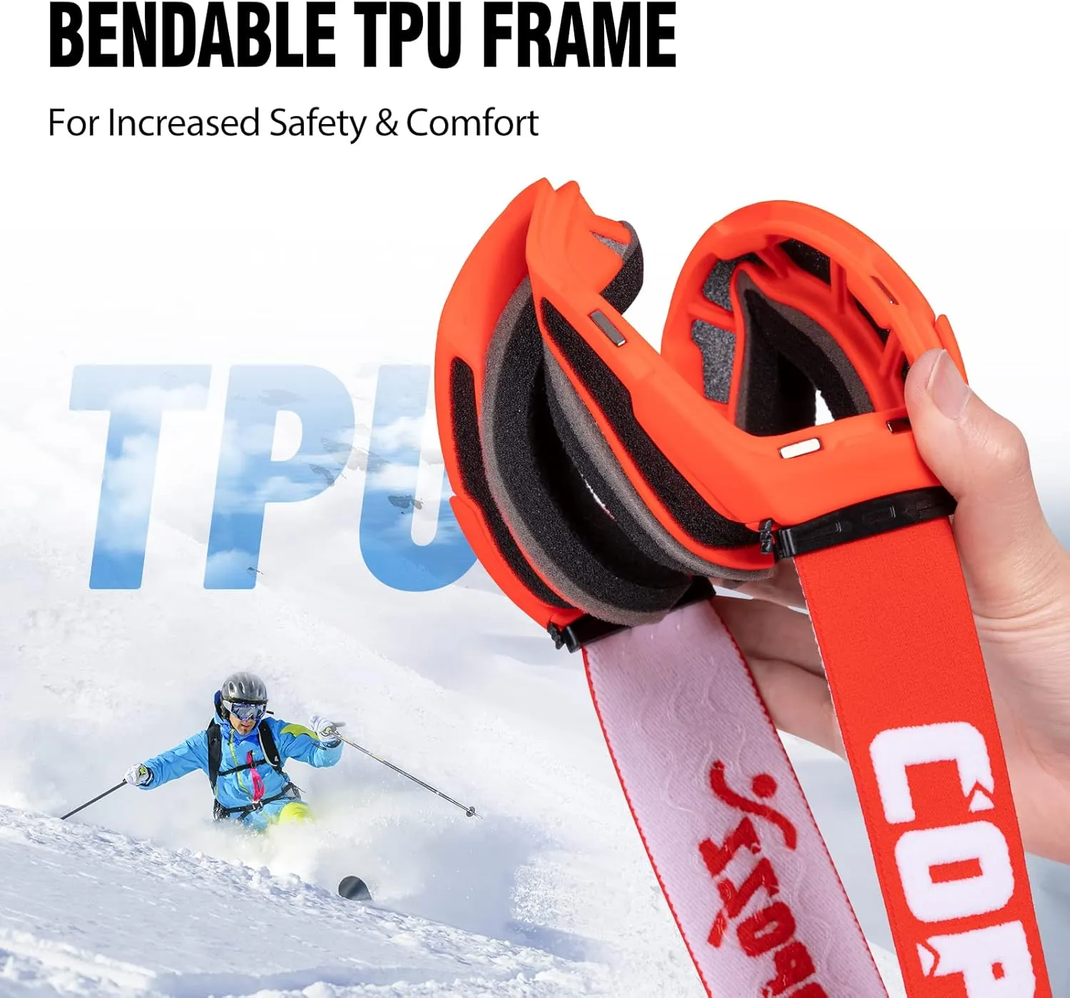 COPOZZ Ski Goggles, G2 Magnetic Snowboard Goggles, Polarized OTG UV400 Skiing Goggles for Options