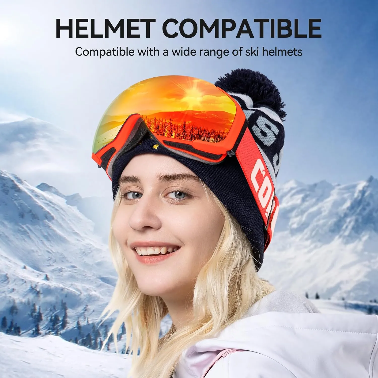 COPOZZ Ski Goggles, G2 Magnetic Snowboard Goggles, Polarized OTG UV400 Skiing Goggles for Options