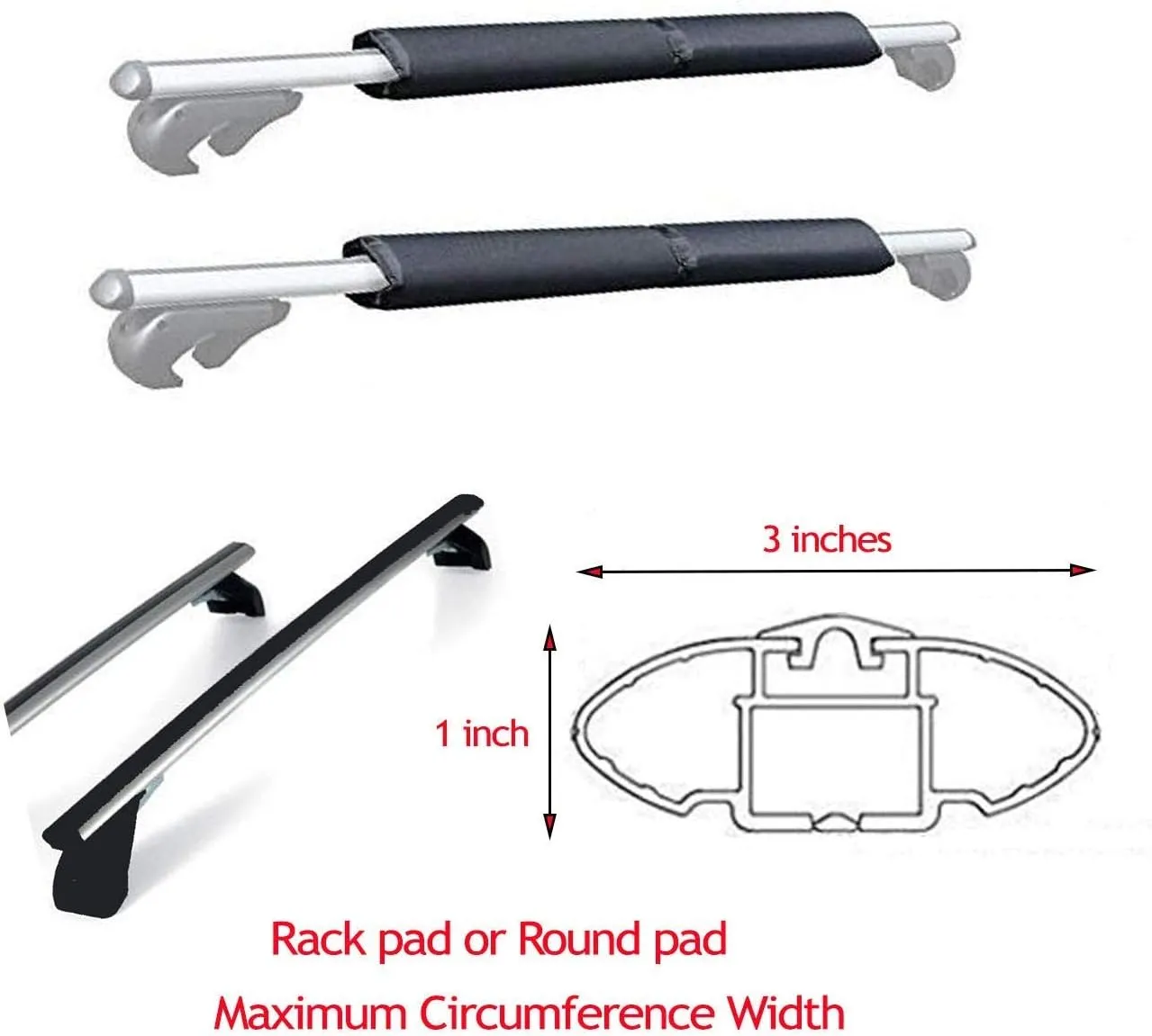 COR Surf Aero Roof Rack Pads for Paddleboard, Kayak, Surfboards, SUP, Snowboard, Paddleboard and Canoe | for Wide Aero Style Bars (Black, 28" Wide)