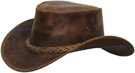 Cowboy Western Cow Hide Genuine Leather Handcrafted Top Hat