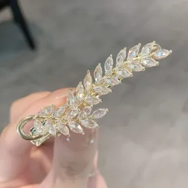 Crystal Duckbill Bangs Clip Sweet Style Wheat Hairpin Hair Clip Leaves Zircon Advanced Sense Hair Accessories for Girls Women