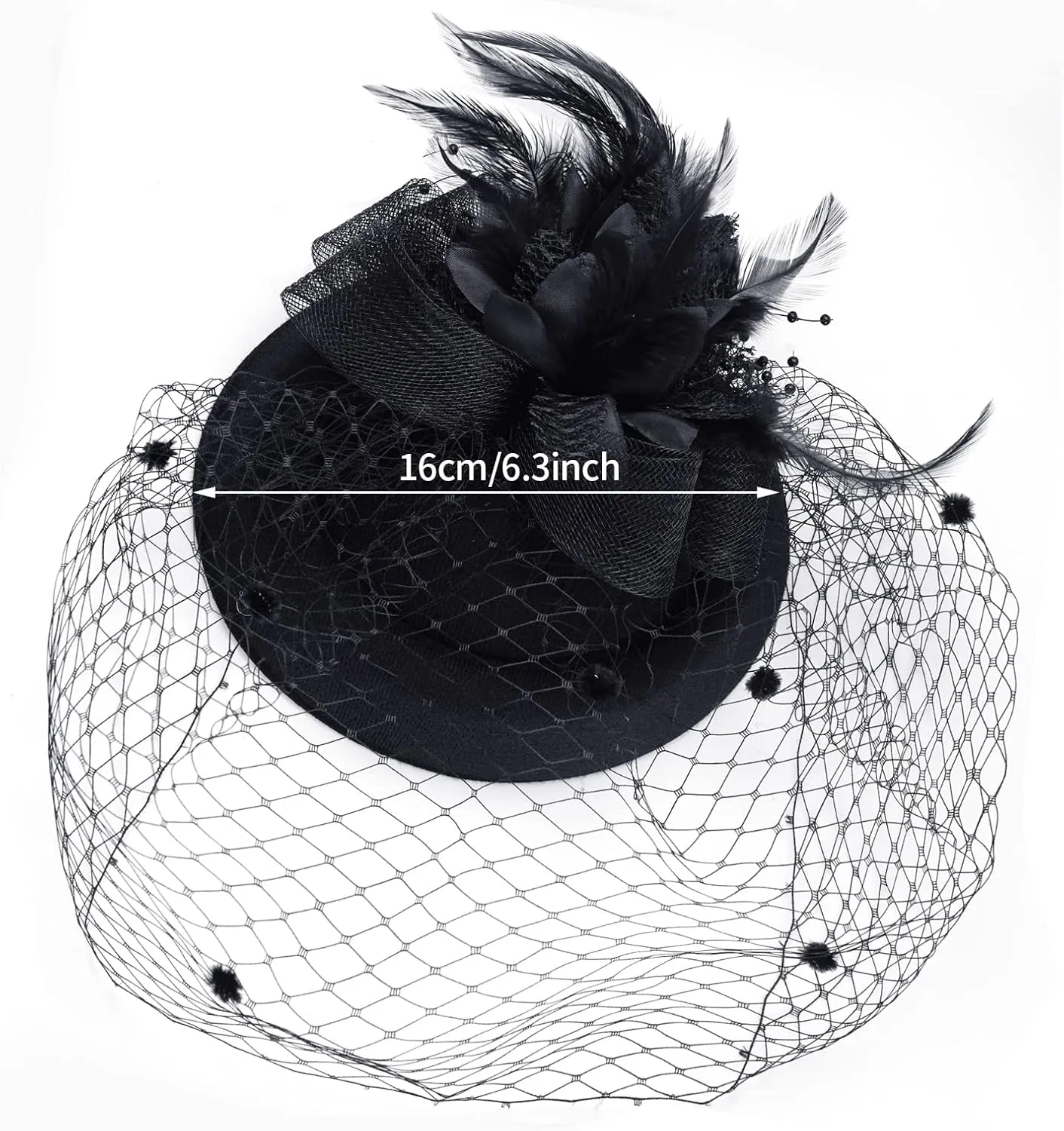 Fascinators Hat for Women 1950s Vintage Pillbox Hat and Lace Gloves Cocktail Tea Party Halloween Headwear