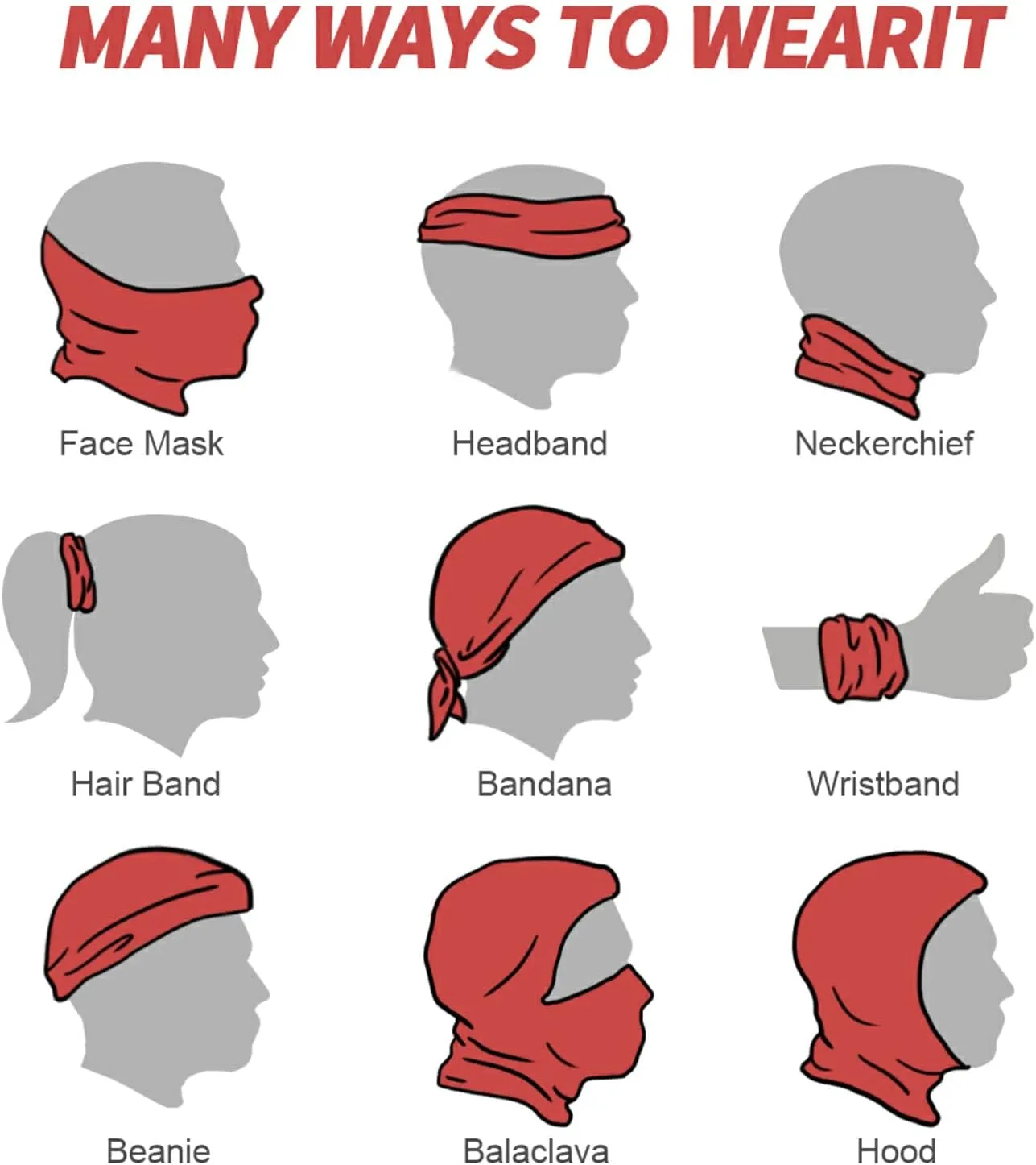 Fashion Bandanas Headwear Seamless Neck Gaiter Headwrap Balaclava