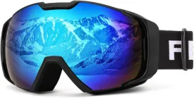 FEISEDY Ski Goggles, OTG Snow Sport Goggles for Adult Youth, Anti-Fog UV400 Protection Bendable Dual-Lenses B2961