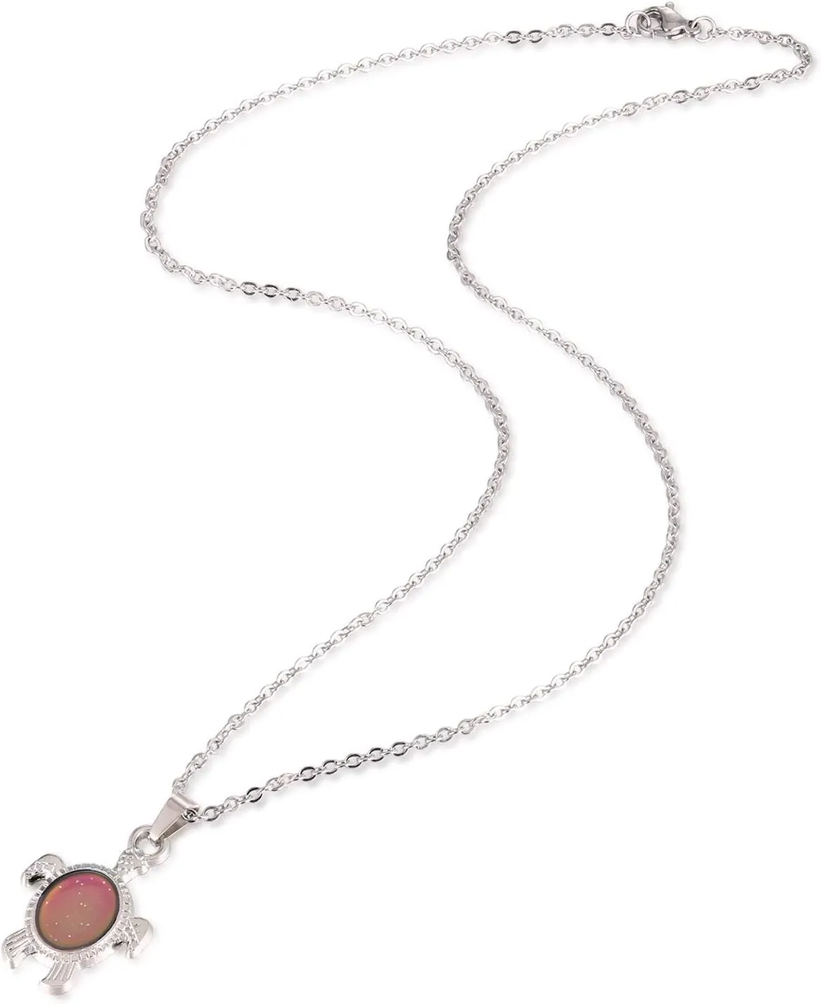 FM FM42 Temperature Sensing Color Changing Pendant Necklace with 19.29" Stainless Steel Rolo Chain