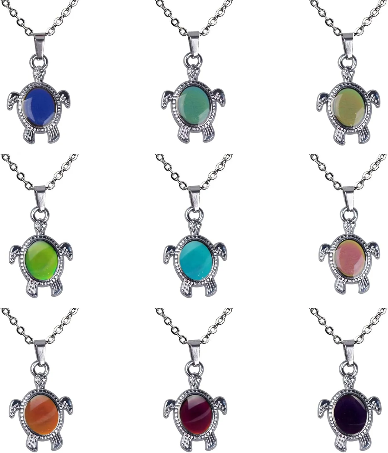 FM FM42 Temperature Sensing Color Changing Pendant Necklace with 19.29" Stainless Steel Rolo Chain