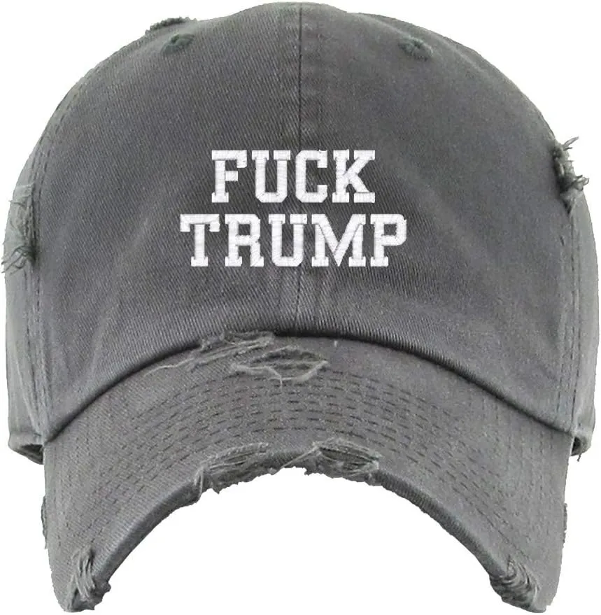Fuck Trump Vintage Baseball Cap Embroidered Cotton Adjustable Distressed Dad Hat