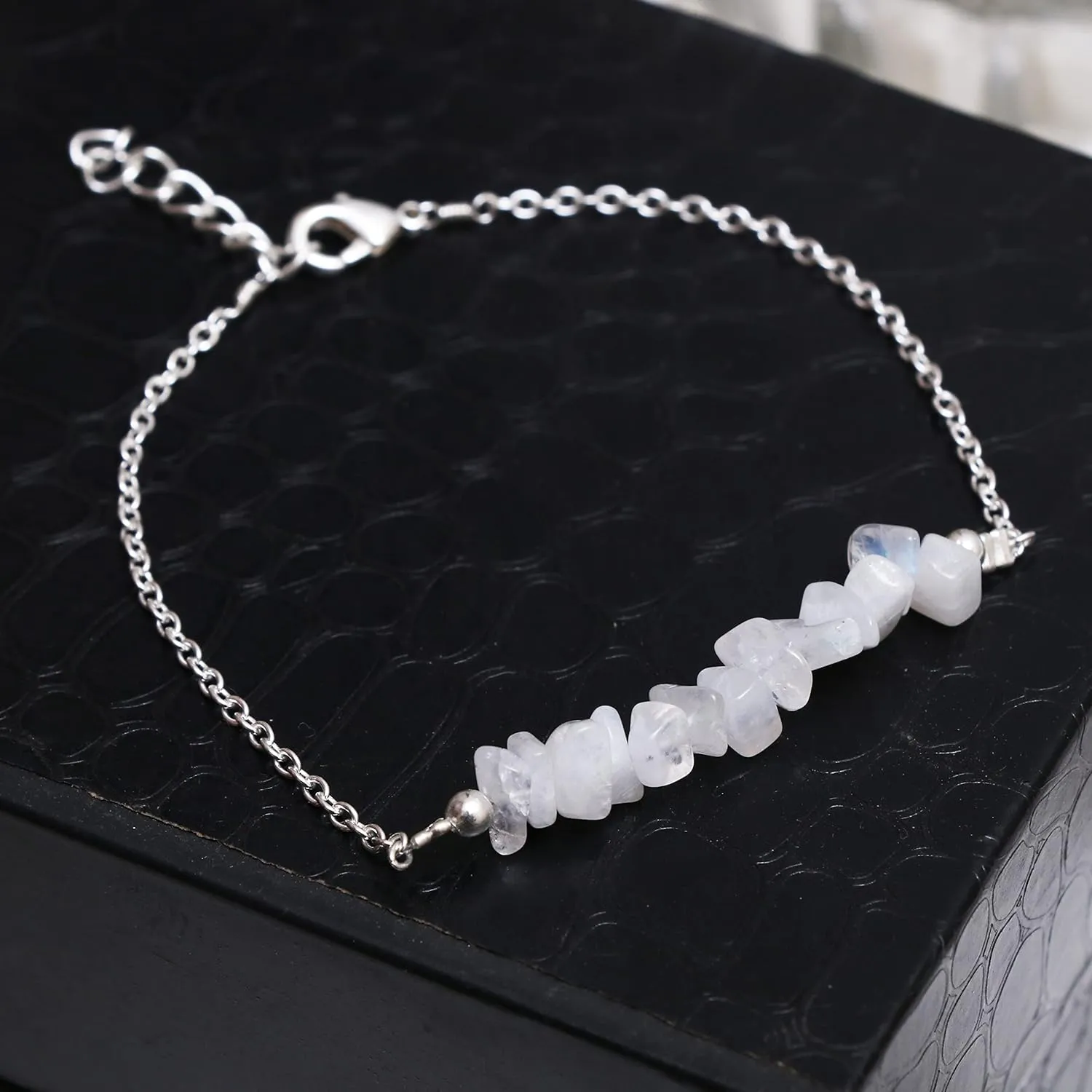 Gempires Natural Rainbow Moonstone Crystal Bracelet New Beginning Gemstone Jewelry June Birthstone Gift Hypoallergenic 8 Inch Silver Plated Bracelets For Women