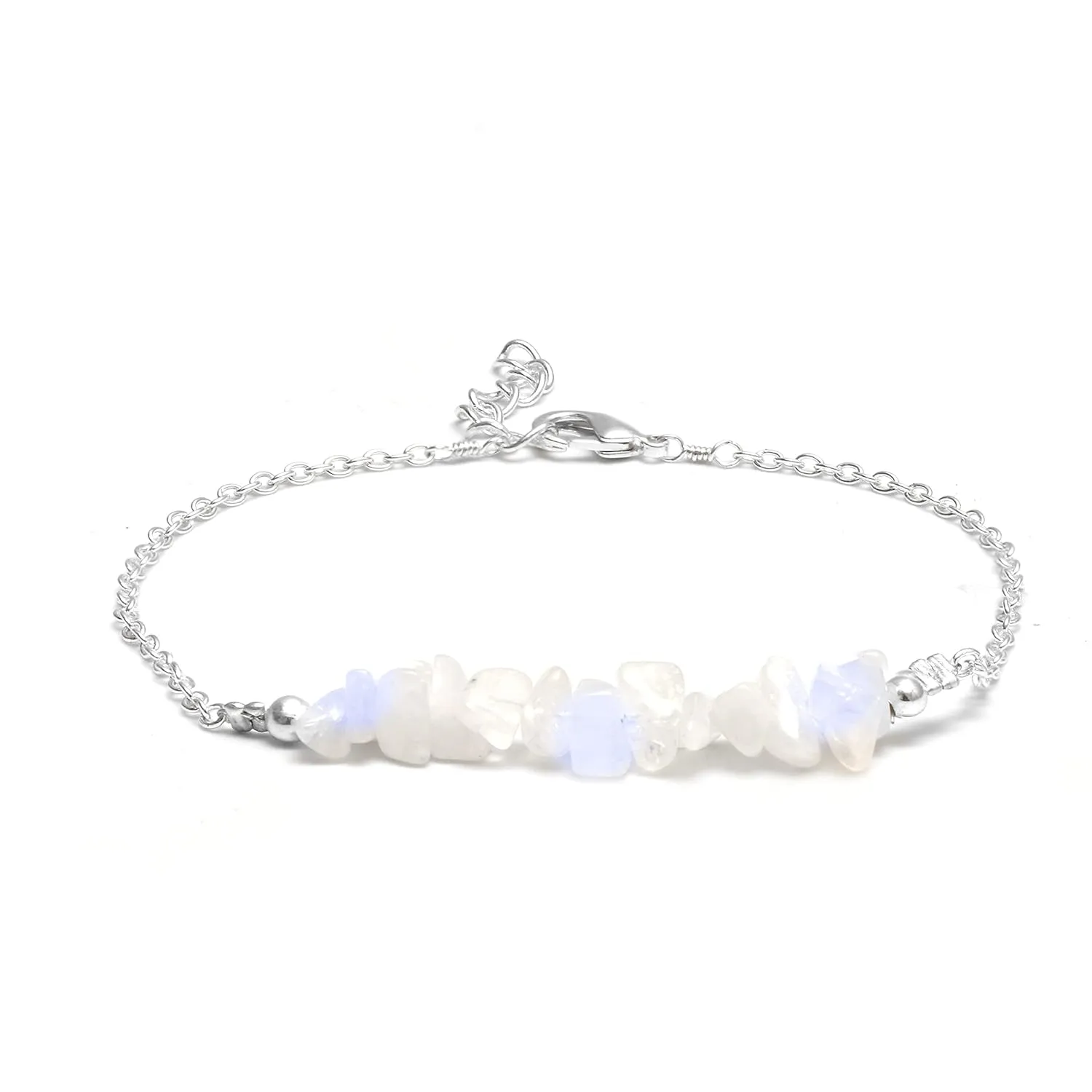 Gempires Natural Rainbow Moonstone Crystal Bracelet New Beginning Gemstone Jewelry June Birthstone Gift Hypoallergenic 8 Inch Silver Plated Bracelets For Women