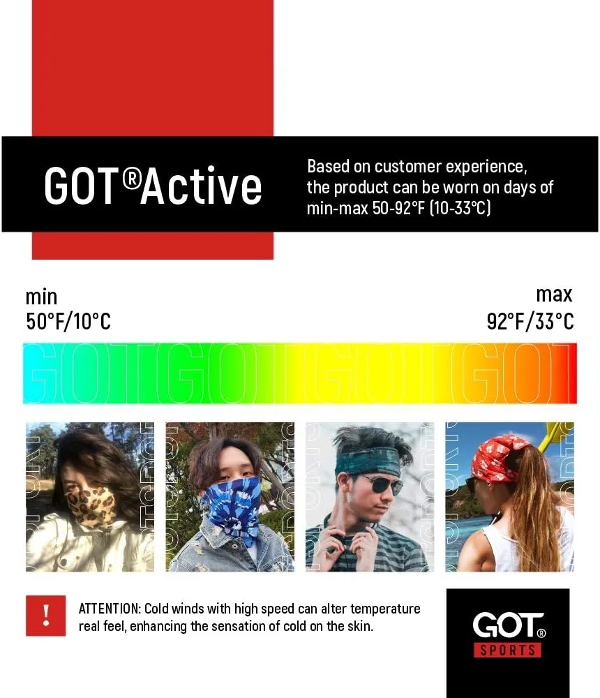 GOT Sports Tube Bandana - Neck Gaiter for Women Men, Face Mask, Neck Wrap, Head Scarf, Curly Hair Sleep Protection