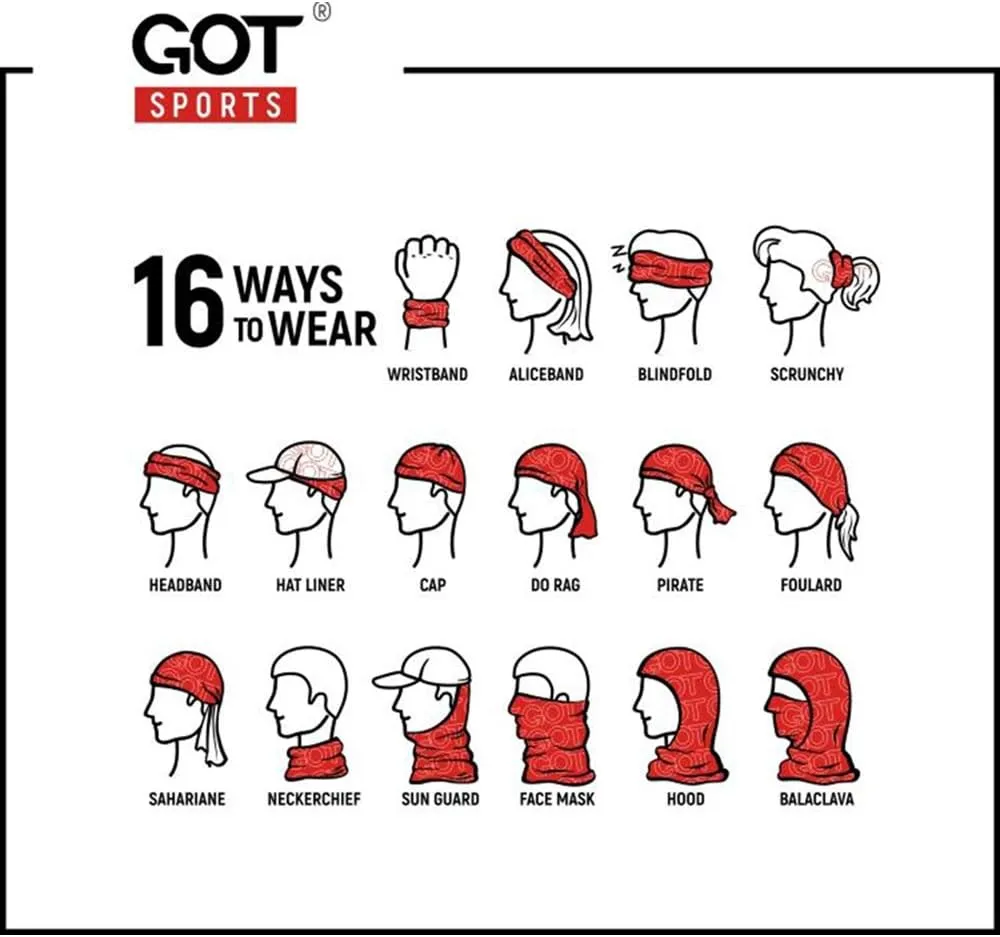 GOT Sports Tube Bandana - Neck Gaiter for Women Men, Face Mask, Neck Wrap, Head Scarf, Curly Hair Sleep Protection