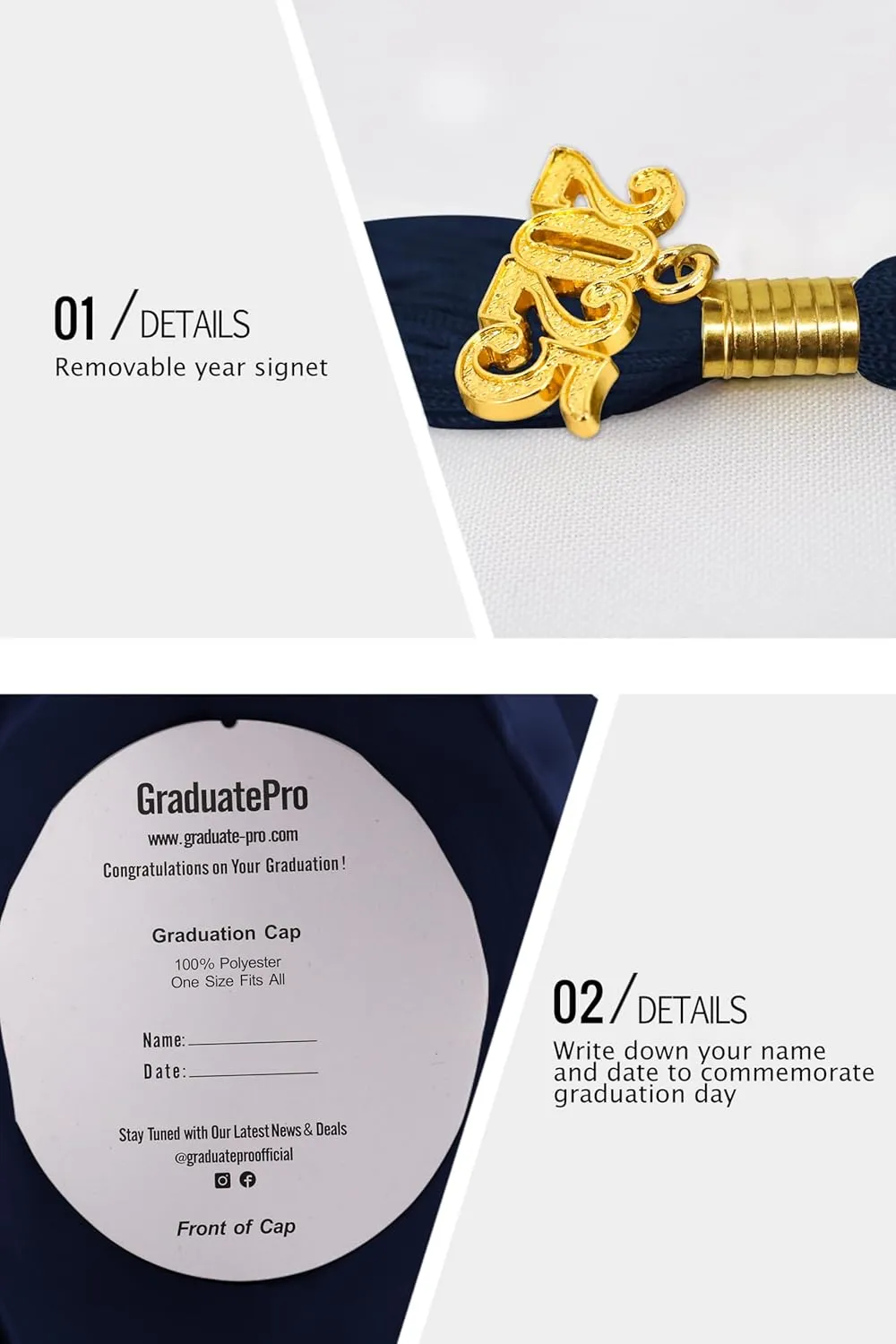 GraduatePro Matte Graduation Cap and Gown Class of 2025 Set Bulk with Tassel for High School & College 12 Colors