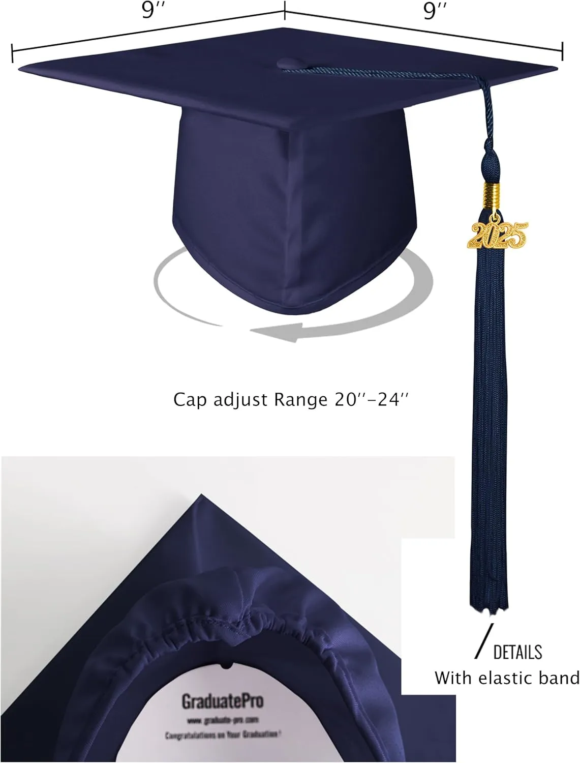 GraduatePro Matte Graduation Cap and Gown Class of 2025 Set Bulk with Tassel for High School & College 12 Colors