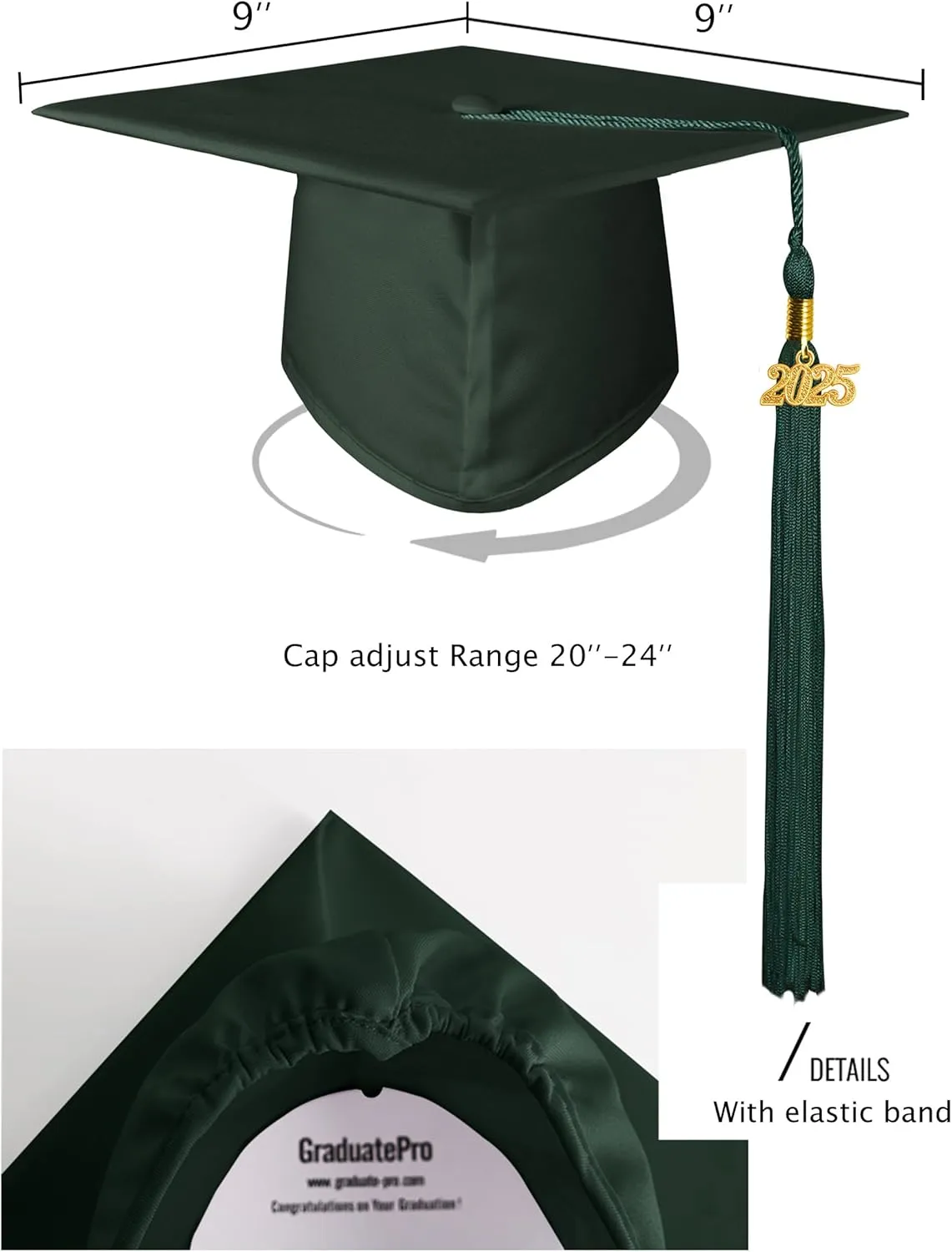 GraduatePro Matte Graduation Cap and Gown Class of 2025 Set Bulk with Tassel for High School & College 12 Colors
