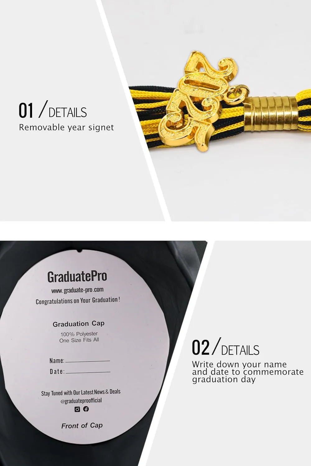 GraduatePro Matte Graduation Cap with 2025 Tassel for Adults High School and Bachelor Master 12 Colors