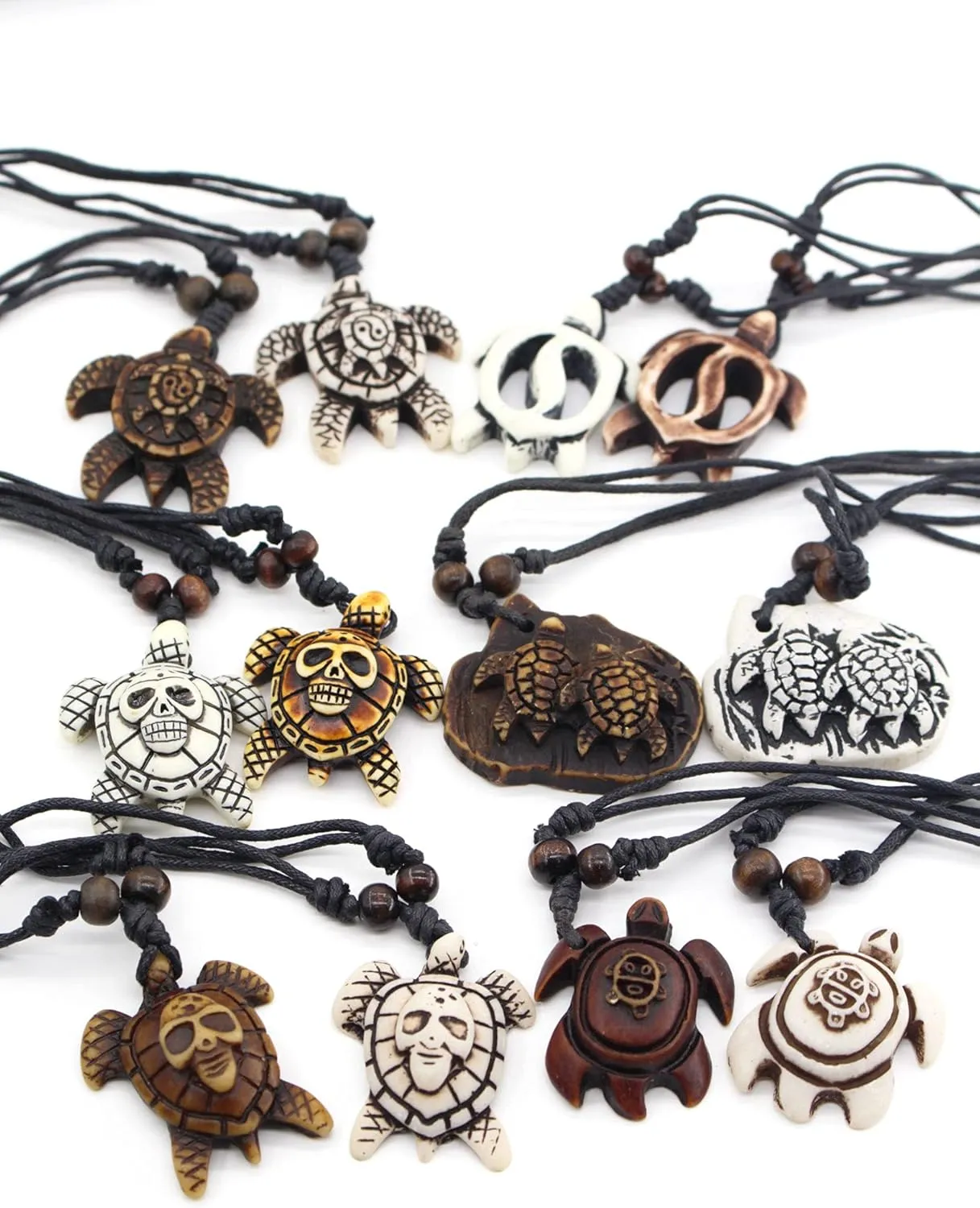 Hawaiian Sea Turtle Pendant Necklace for Men - Adjustable Cord Surfer Necklace