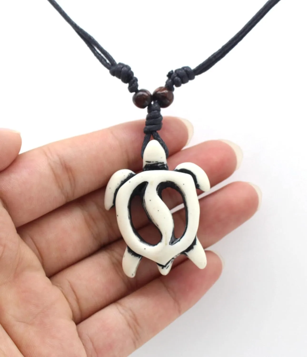 Hawaiian Sea Turtle Pendant Necklace for Men - Adjustable Cord Surfer Necklace