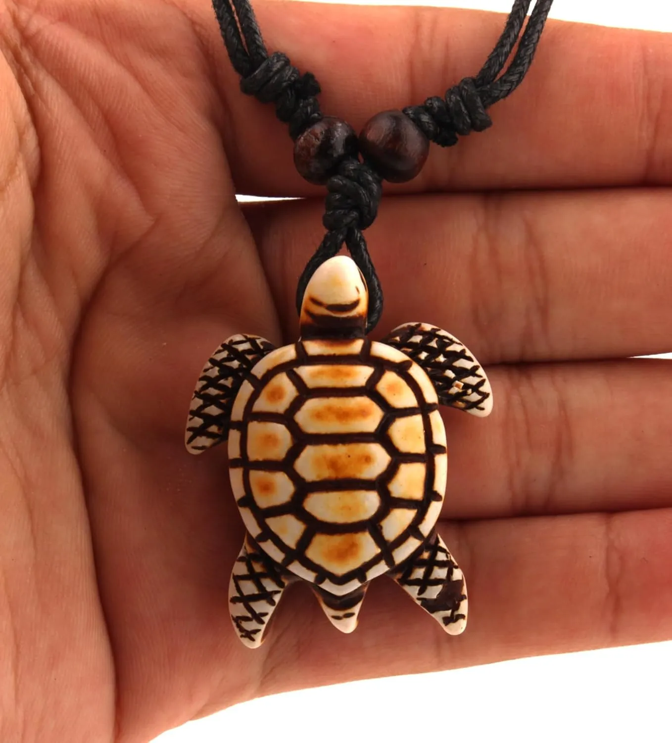 Hawaiian Sea Turtle Pendant Necklace for Women Men - Adjustable Cord Surfer Necklace