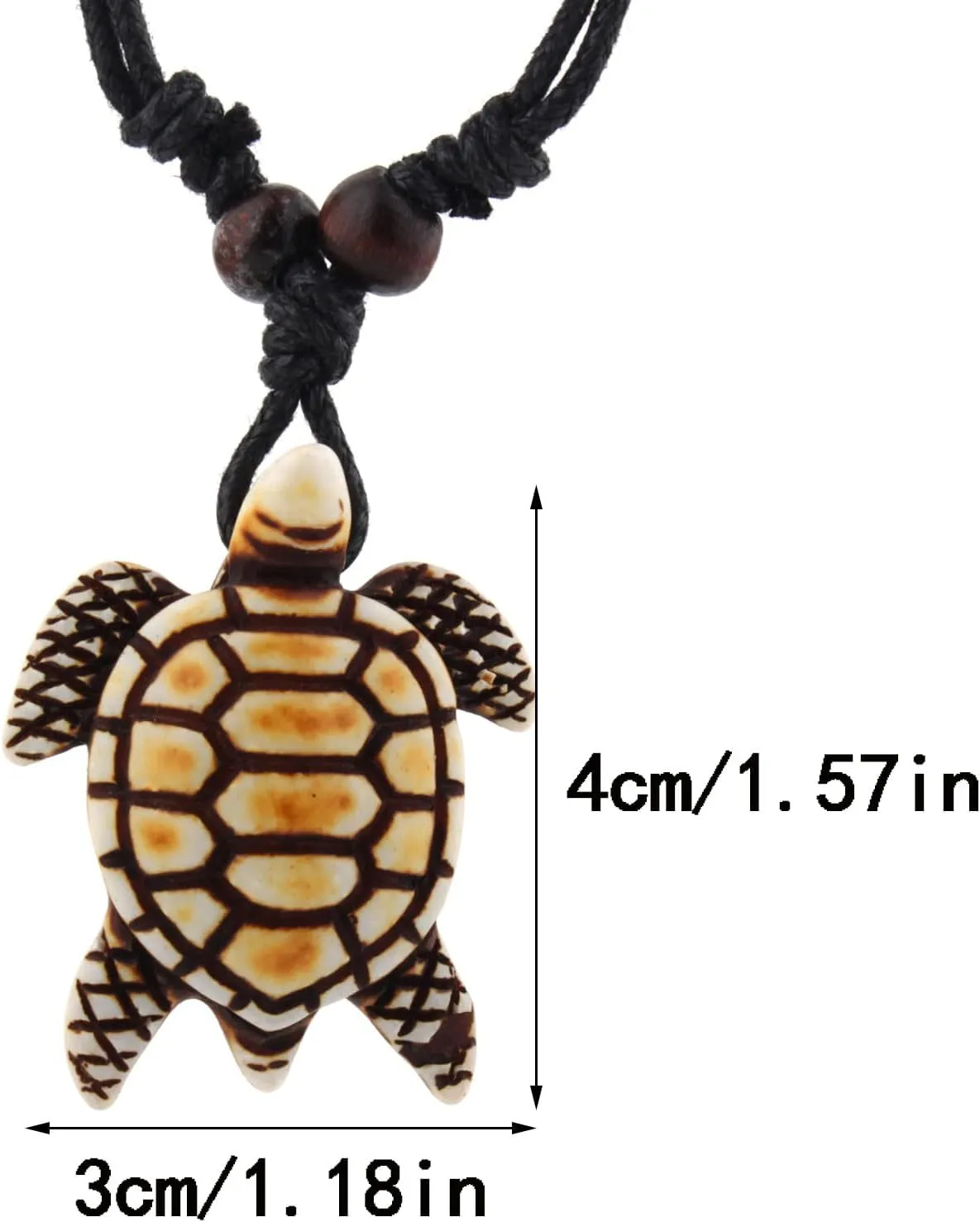 Hawaiian Sea Turtle Pendant Necklace for Women Men - Adjustable Cord Surfer Necklace