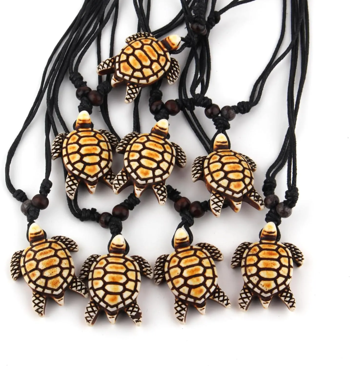 Hawaiian Sea Turtle Pendant Necklace for Women Men - Adjustable Cord Surfer Necklace