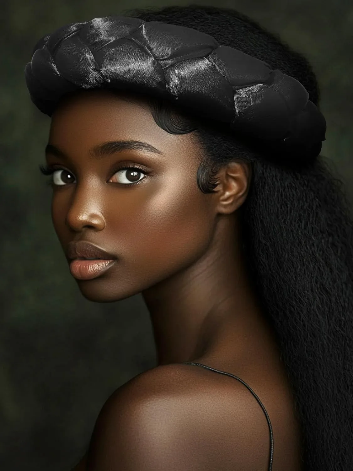 HeadWrap African Turban Hairband Pre-Tied Twisted Braid Headband with Matching Beanie Cap Headwrap Hat