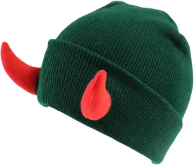Honganda Devil Horn Knitted Beanie Hat for Adult, Novelty Women Men Demon Horns Cap Winter Warm Hip Hop Hat