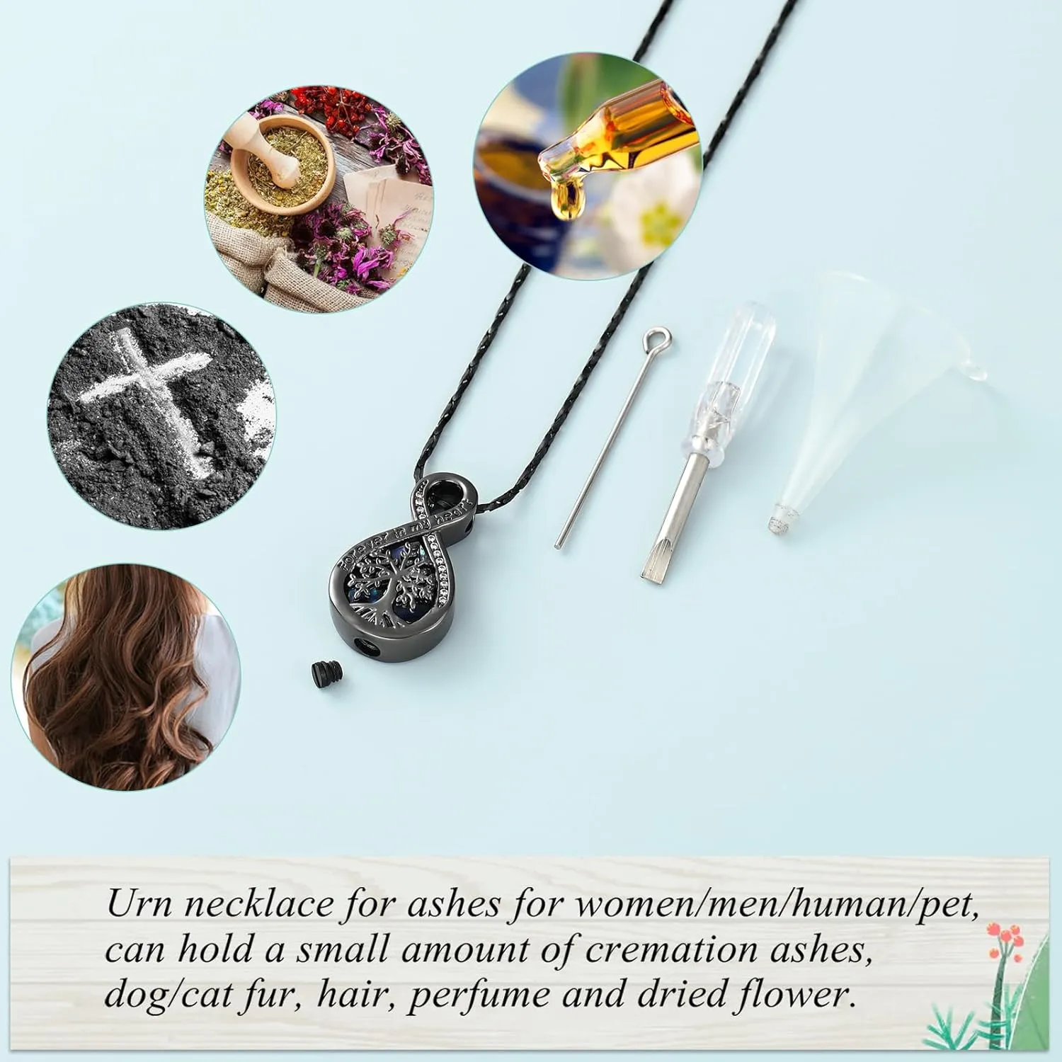 Imrsanl Infinity Urn Necklaces for Ashes for Women Men Tree of Life Cremation Jewelry Memorial Locket Pendant Necklace Hollow Keepsake Urn for Human Ashes