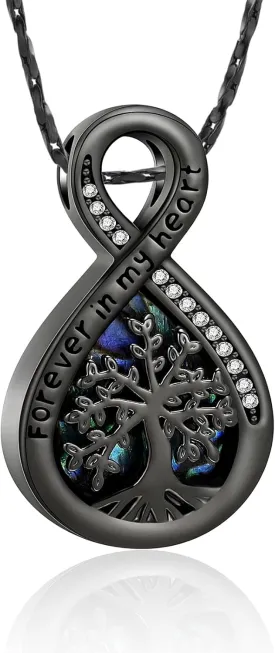 Imrsanl Infinity Urn Necklaces for Ashes for Women Men Tree of Life Cremation Jewelry Memorial Locket Pendant Necklace Hollow Keepsake Urn for Human Ashes