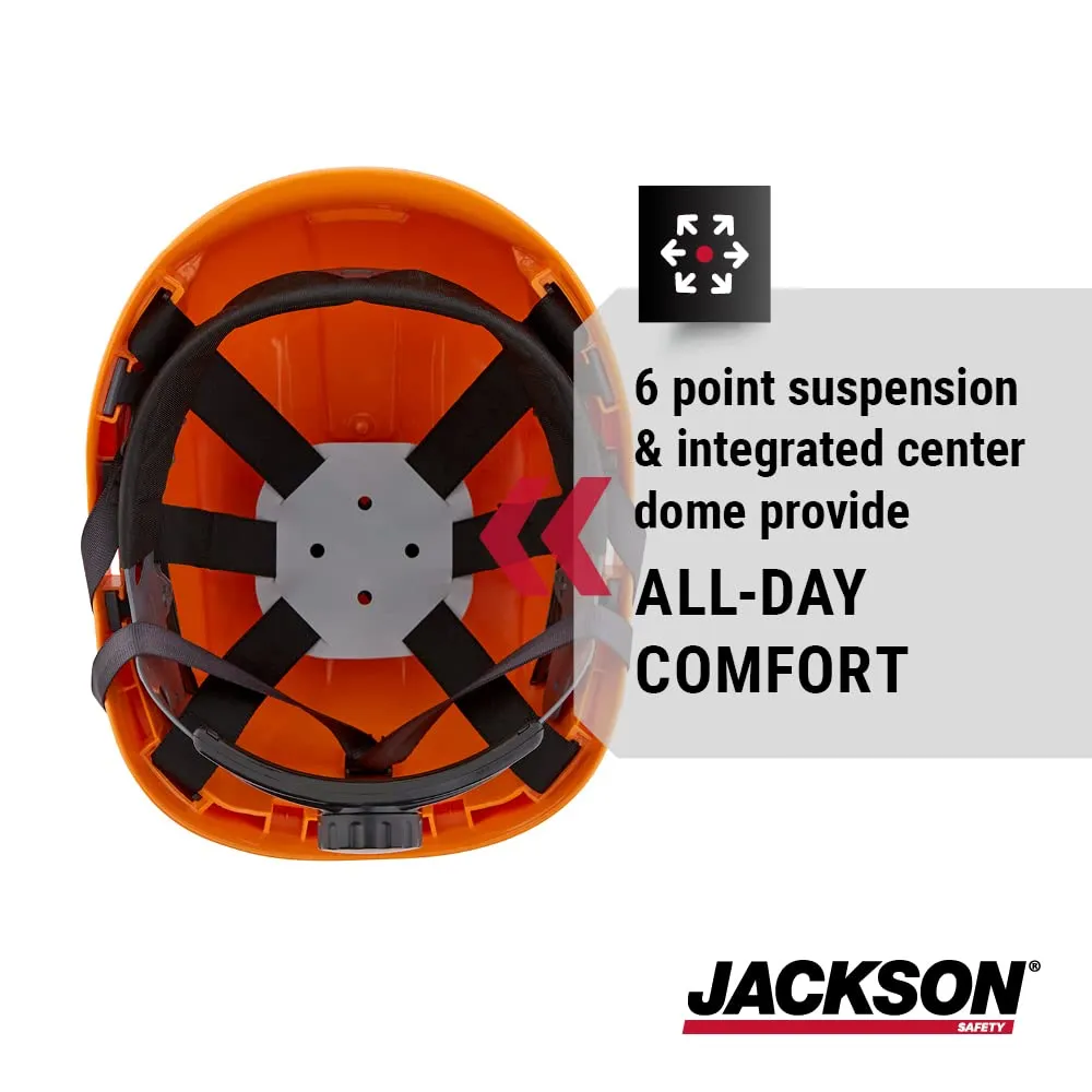 Jackson Safety CH300 Climbing-Style Hard Hat - Non-Vented Construction Helmet with Chin Strap & Cup - ANSI Z89.1 & OSHA Compliant - (Multiple Colors)