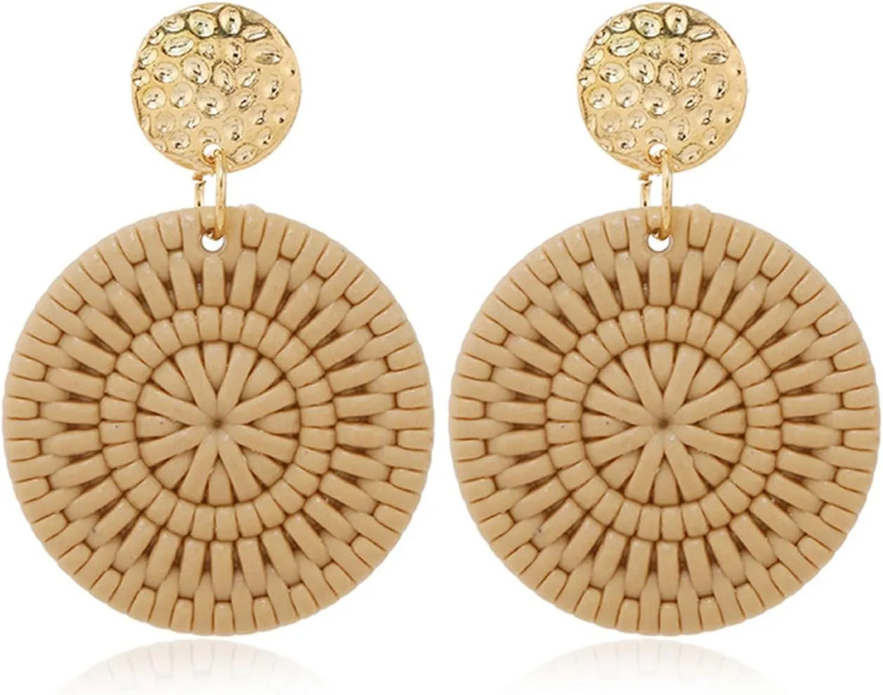 Knotted Rattan Geometric Tassel Woven Boho Acrylic Dangle Earrings Handmade Lightweight Straw Wicker Braid Hoop Drop Earrings For Women