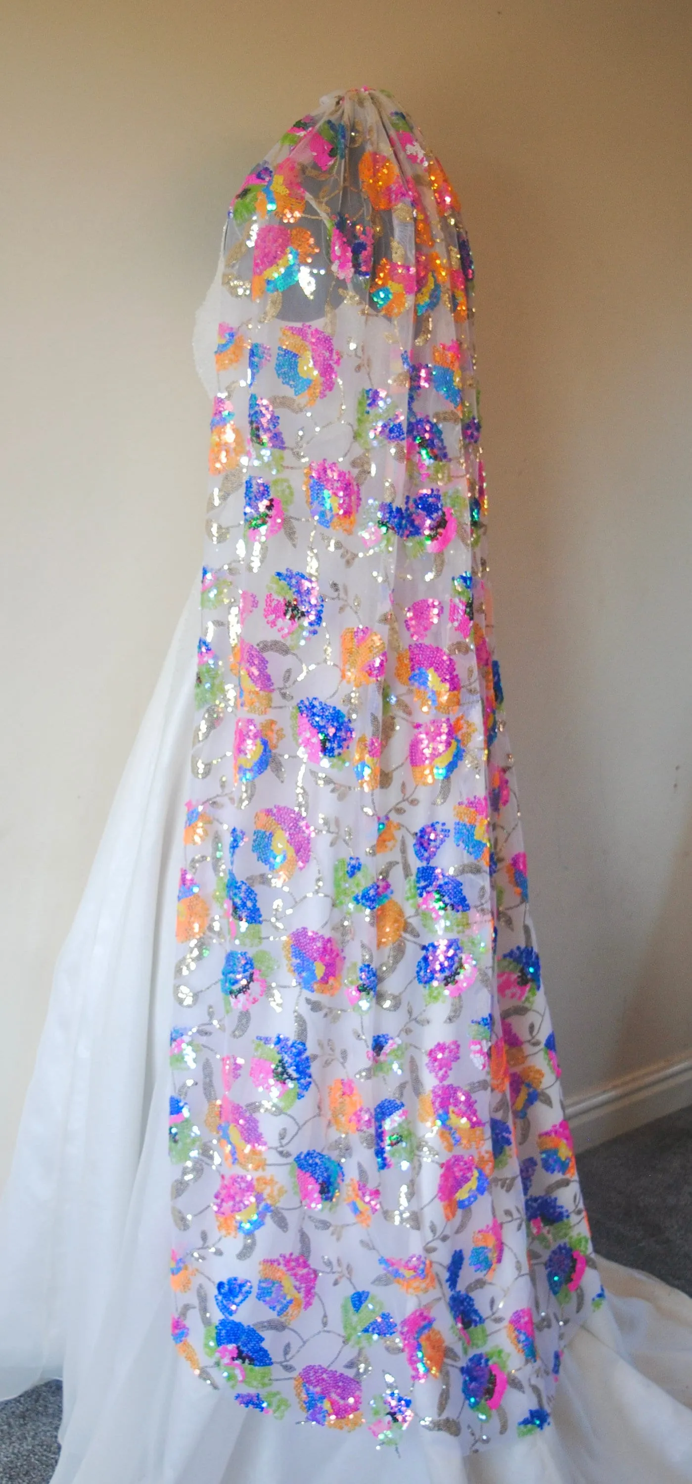MulitColoured Floral Bridal Veil