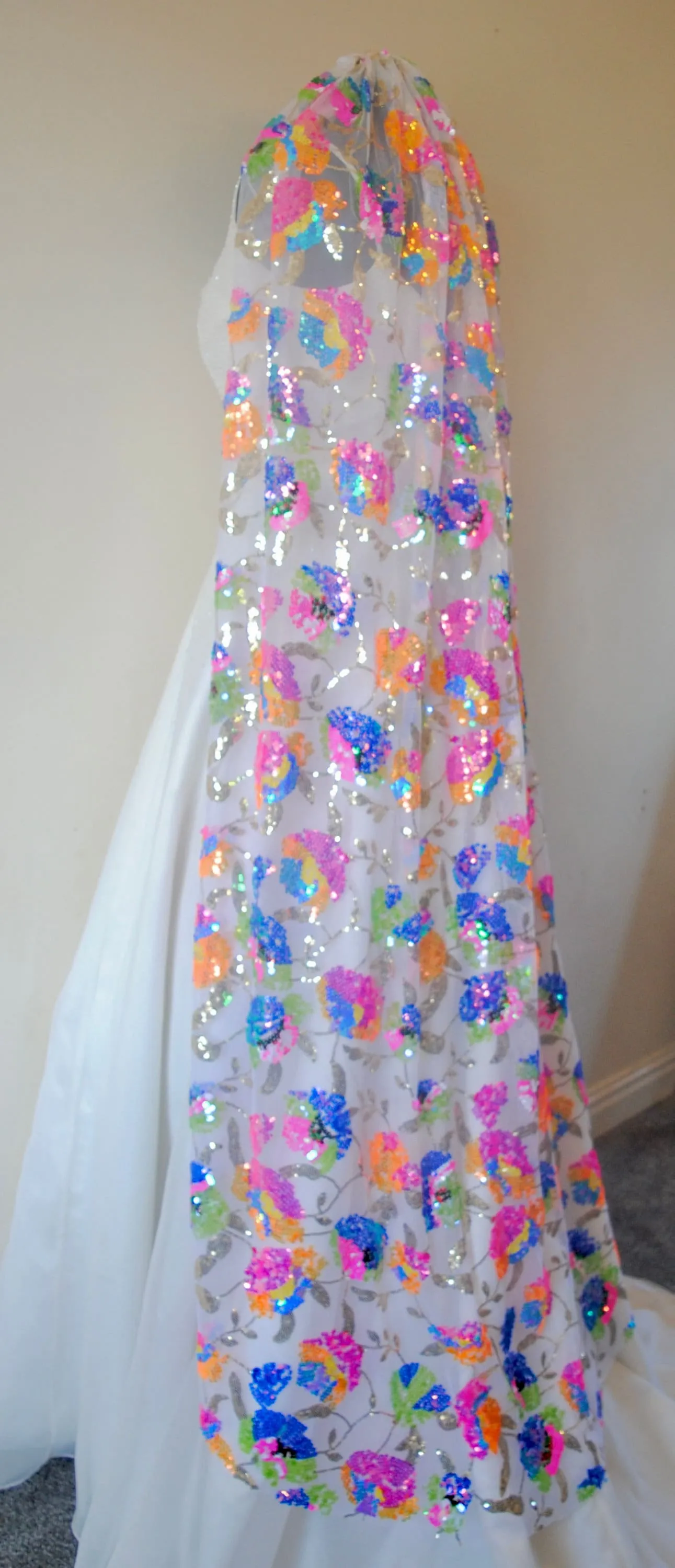 MulitColoured Floral Bridal Veil