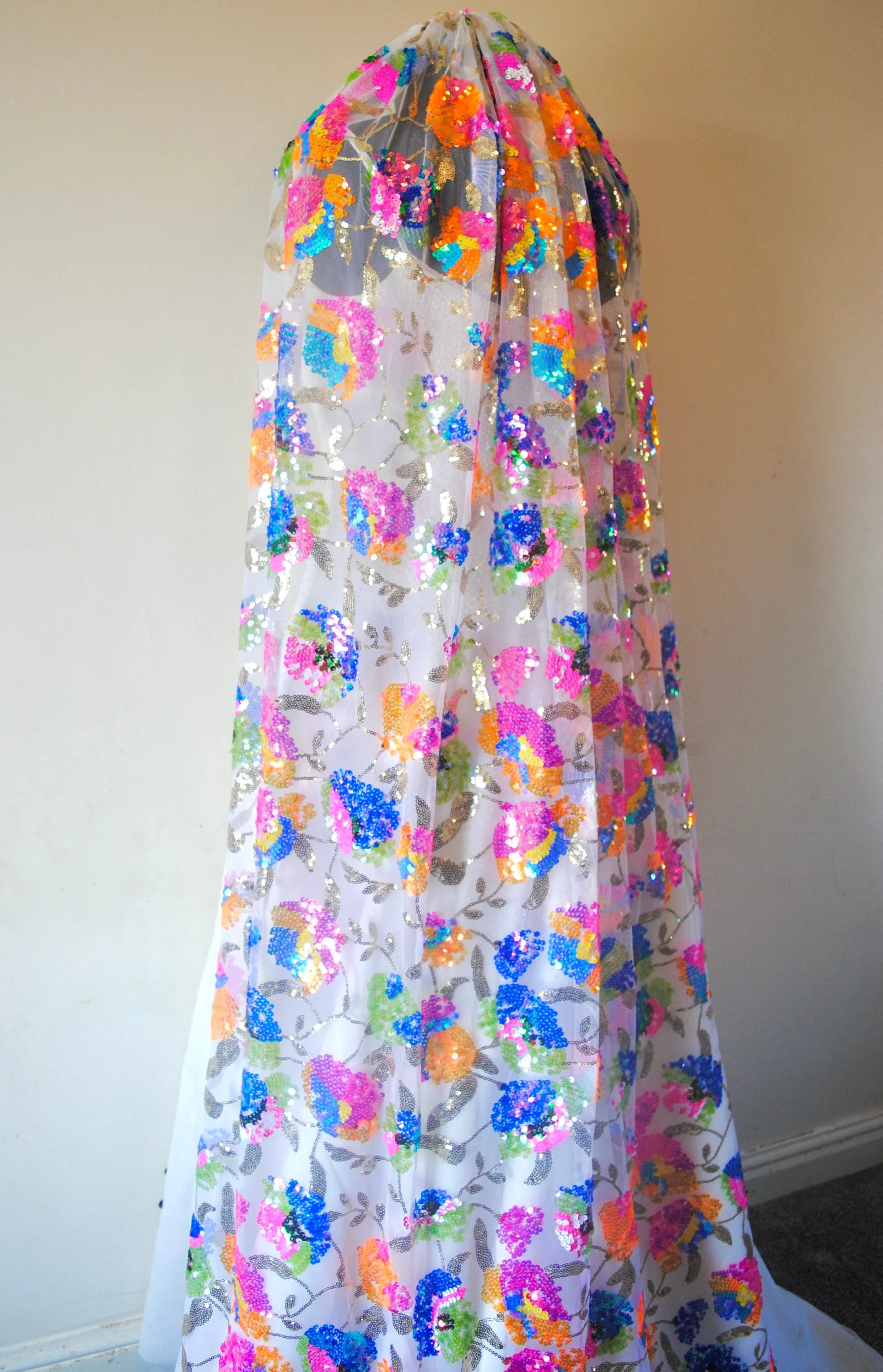 MulitColoured Floral Bridal Veil