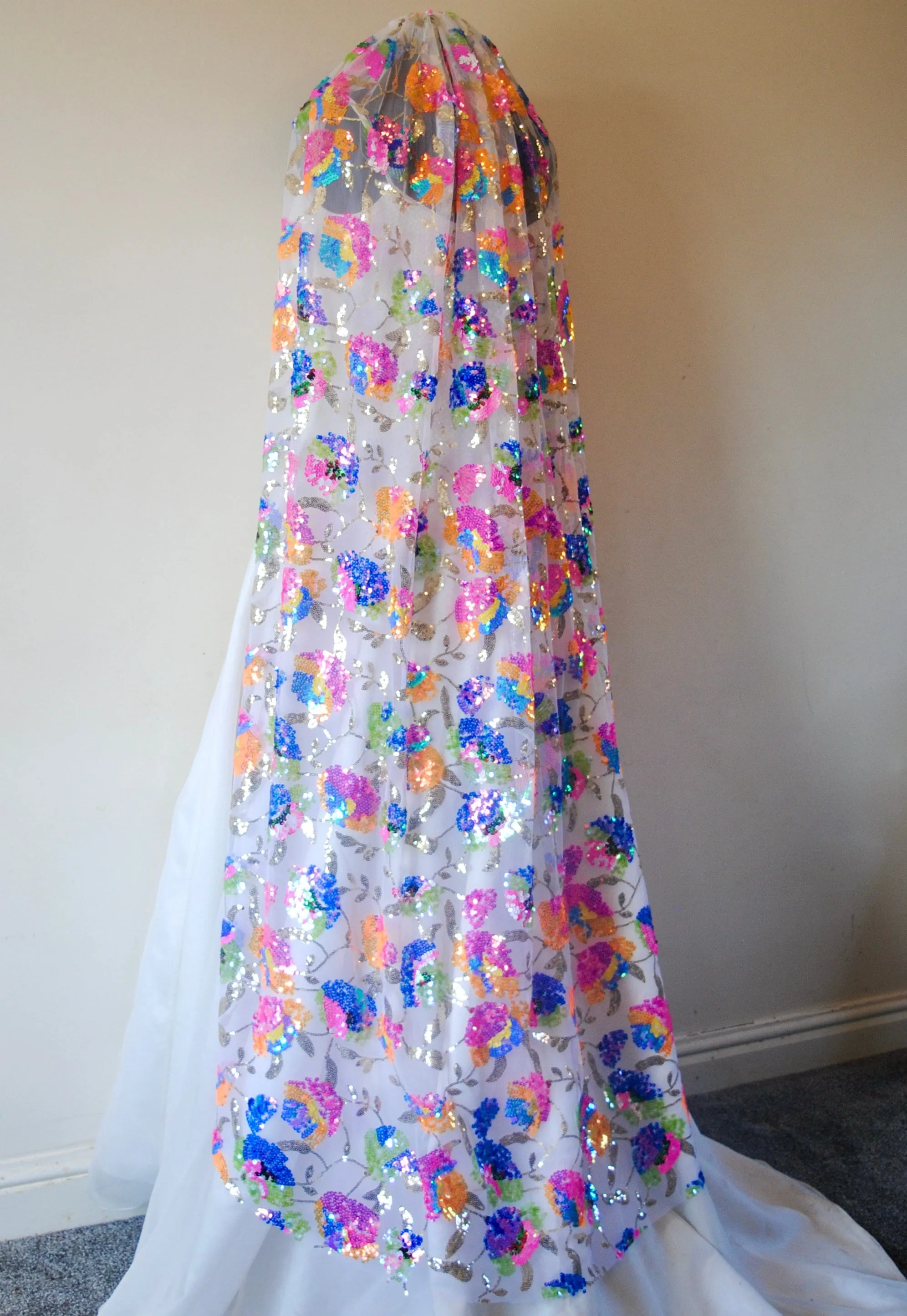 MulitColoured Floral Bridal Veil