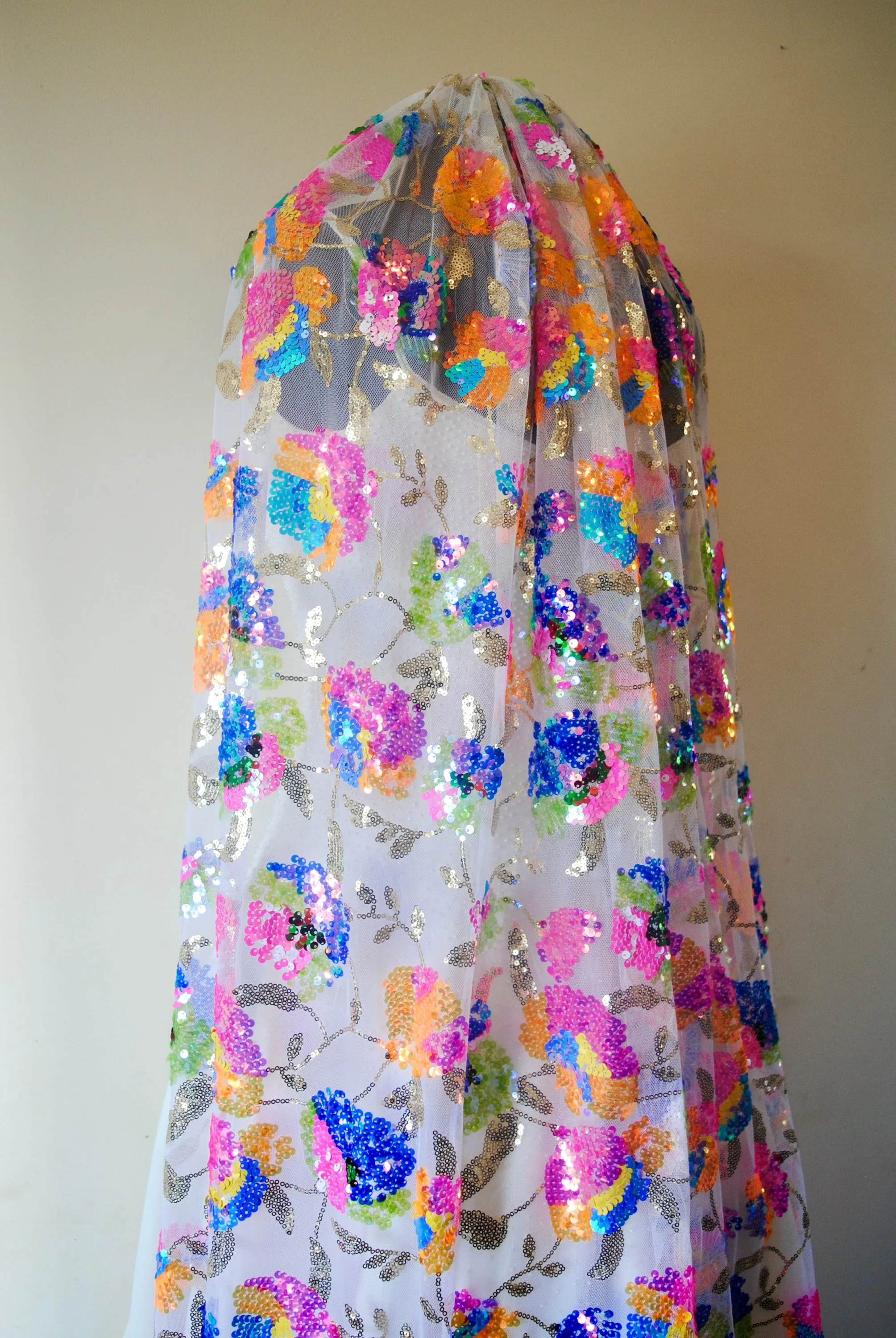 MulitColoured Floral Bridal Veil