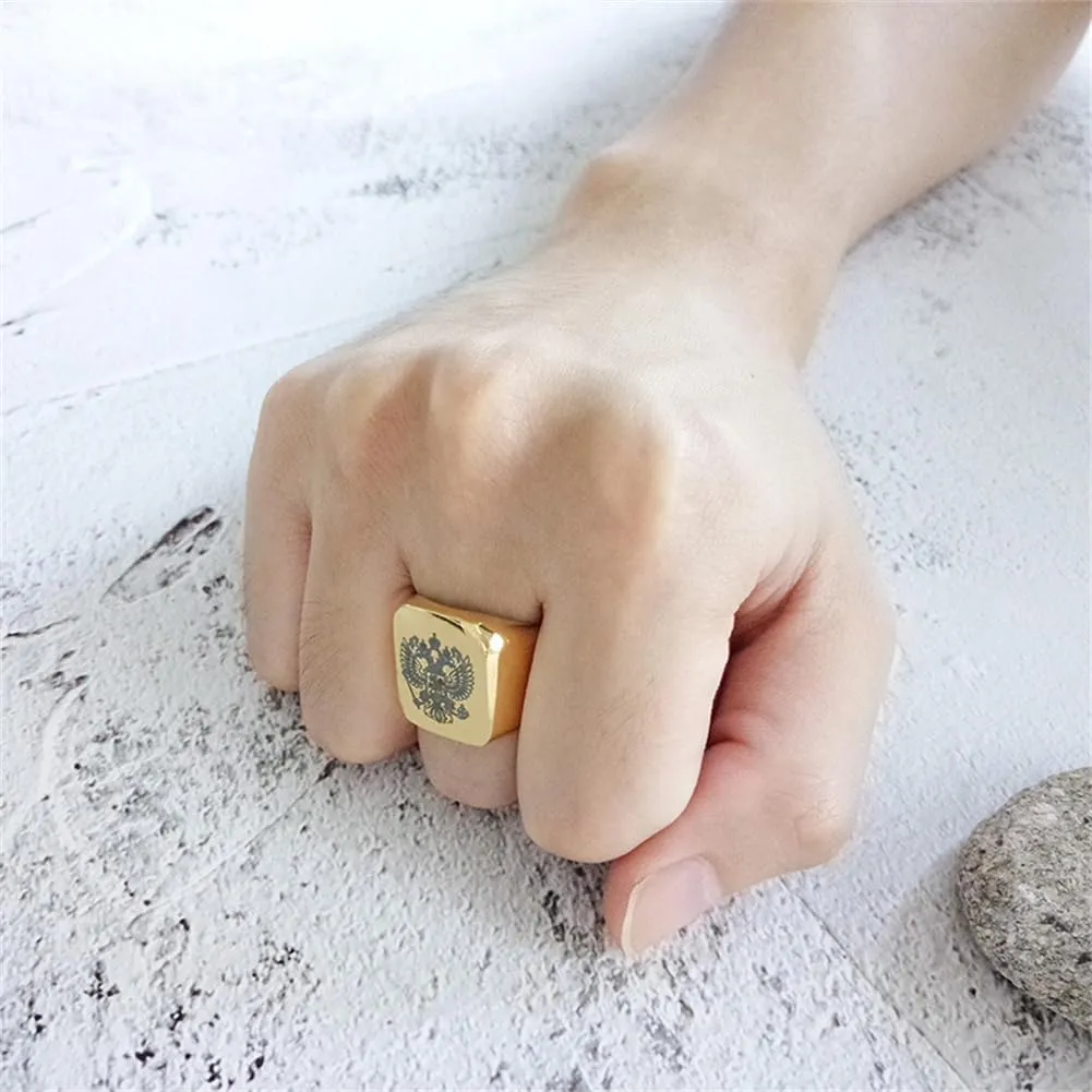 Personalized Class Ring for Men's high School,University,Academy of 2025,Custom School Logo Name Engraved Graduation Gift for Men,Senior Junior Graduation Ceremony Ring Signet Band for Him