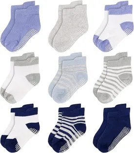 Rising Star Baby Non-Slip Grip Ankle Socks for 6-12 Months, 12-24 Months Toddlers, Infants, Boys & Little Girls