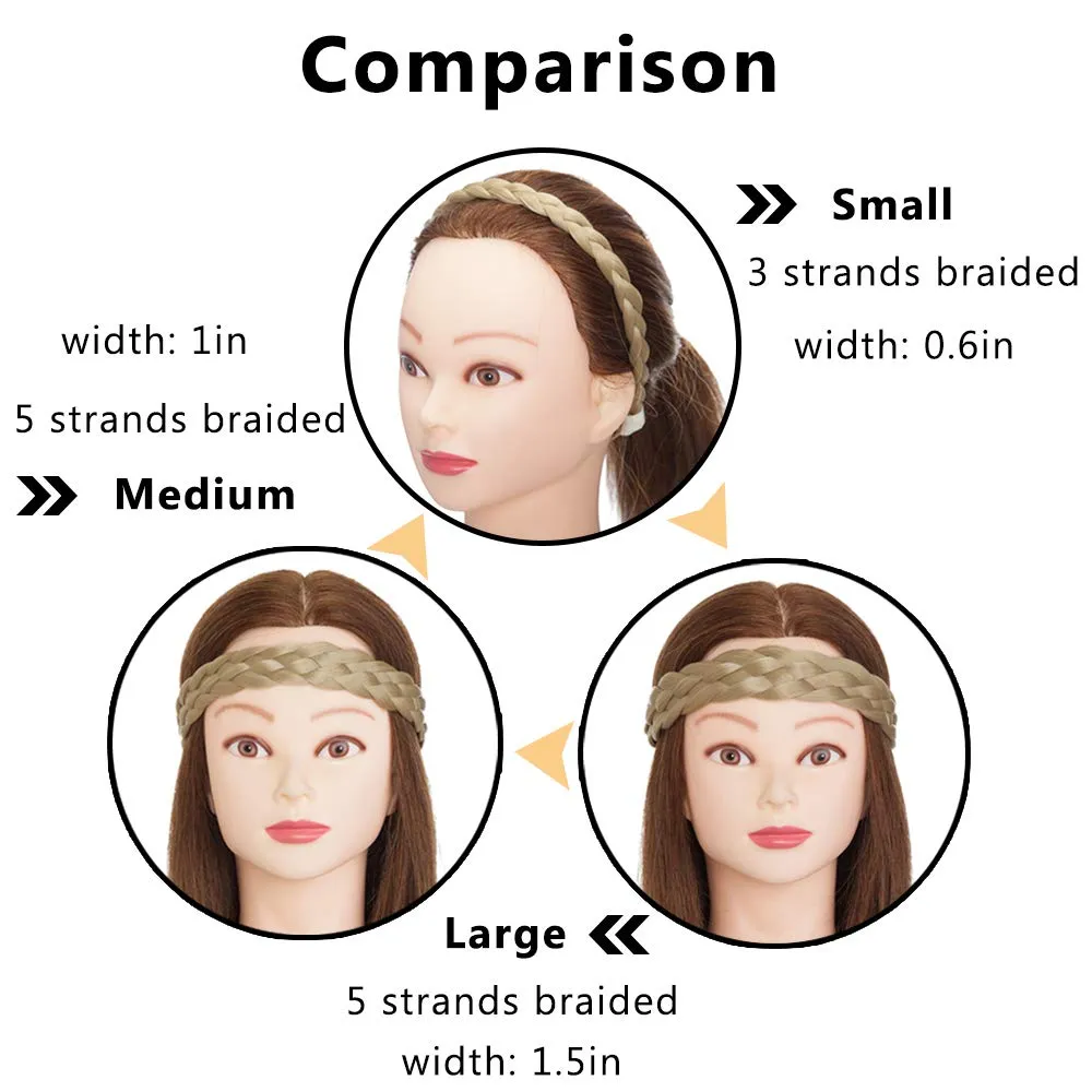 S-noilite Braided Headband Hair, 30#, Synthetic Fiber, Hairband, Wide Plaited Braids, Elastic Stretch, Braid Hairband, Adjustable & Removable Hook, For Girls And Women, Small (Pack of 1)