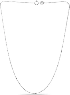 SEA OF ICE Sterling Silver 1mm Diamond-Cut Bar Station Rolo Chain Necklace For Women, Size 14" - 36" Italy