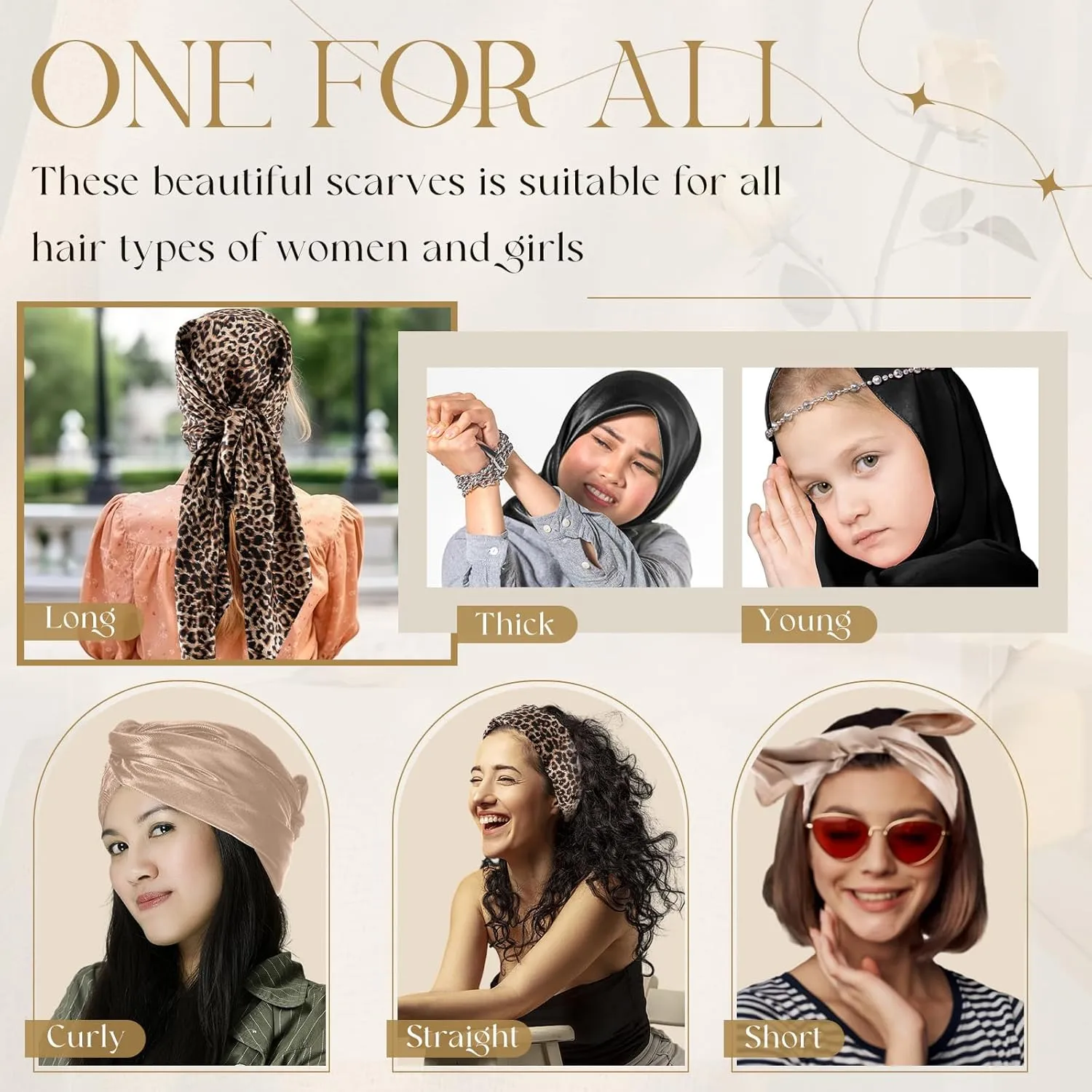 Sintege 3 Pcs 35 Inch Silk Head Scarf Large Square Neck Sleeping Hair Wrapping Satin for Women