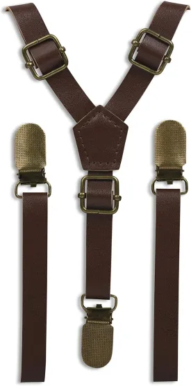 Skinny Leather Suspenders for Men & Kids - Grooms, Groomsmen, Ring Bearer Leather Suspenders